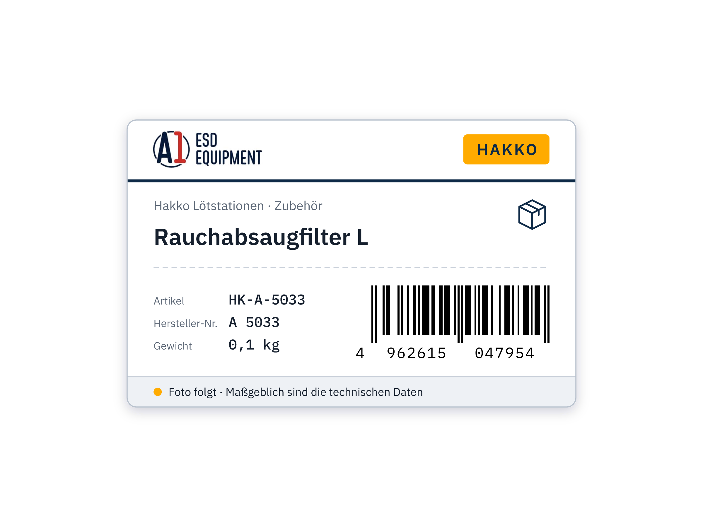 Rauchabsaugfilter L - Hakko A 5033