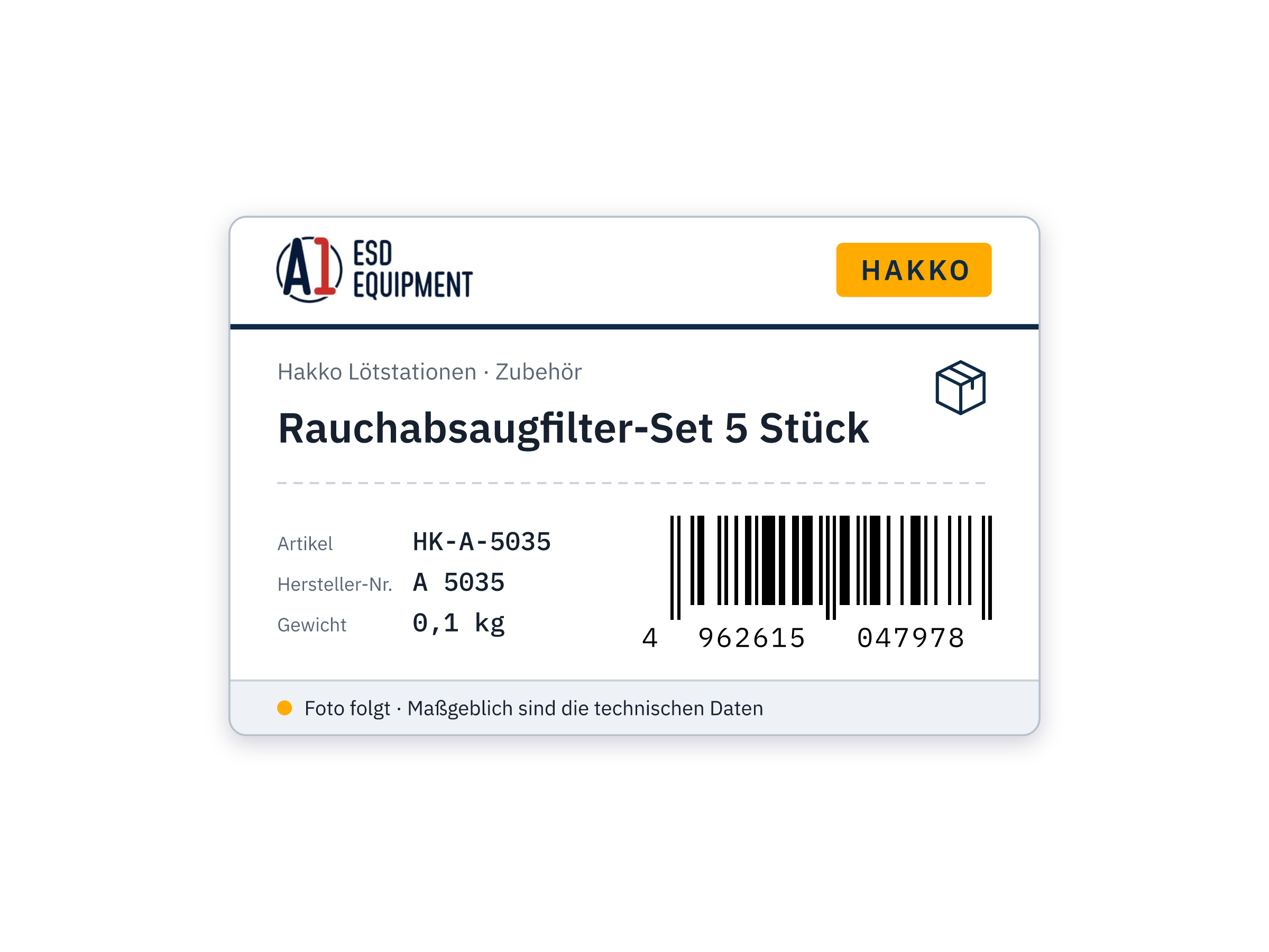 Rauchabsaugfilter-Set 5 Stück - Hakko A 5035