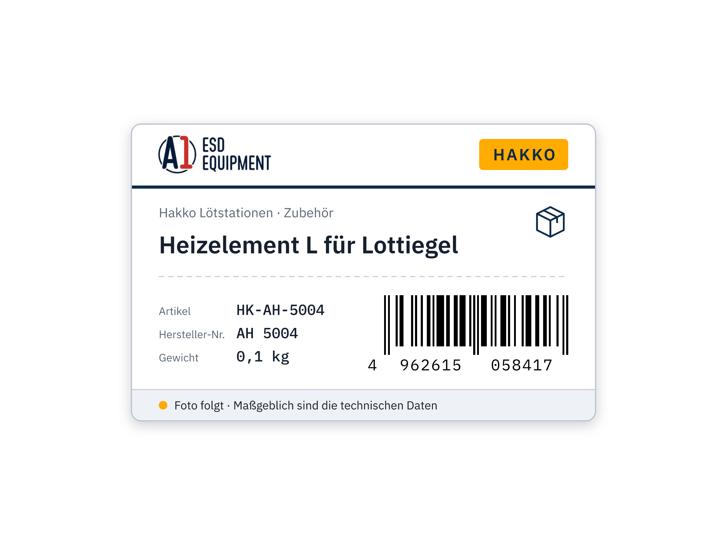 Heizelement L für Lottiegel - Hakko AH 5004