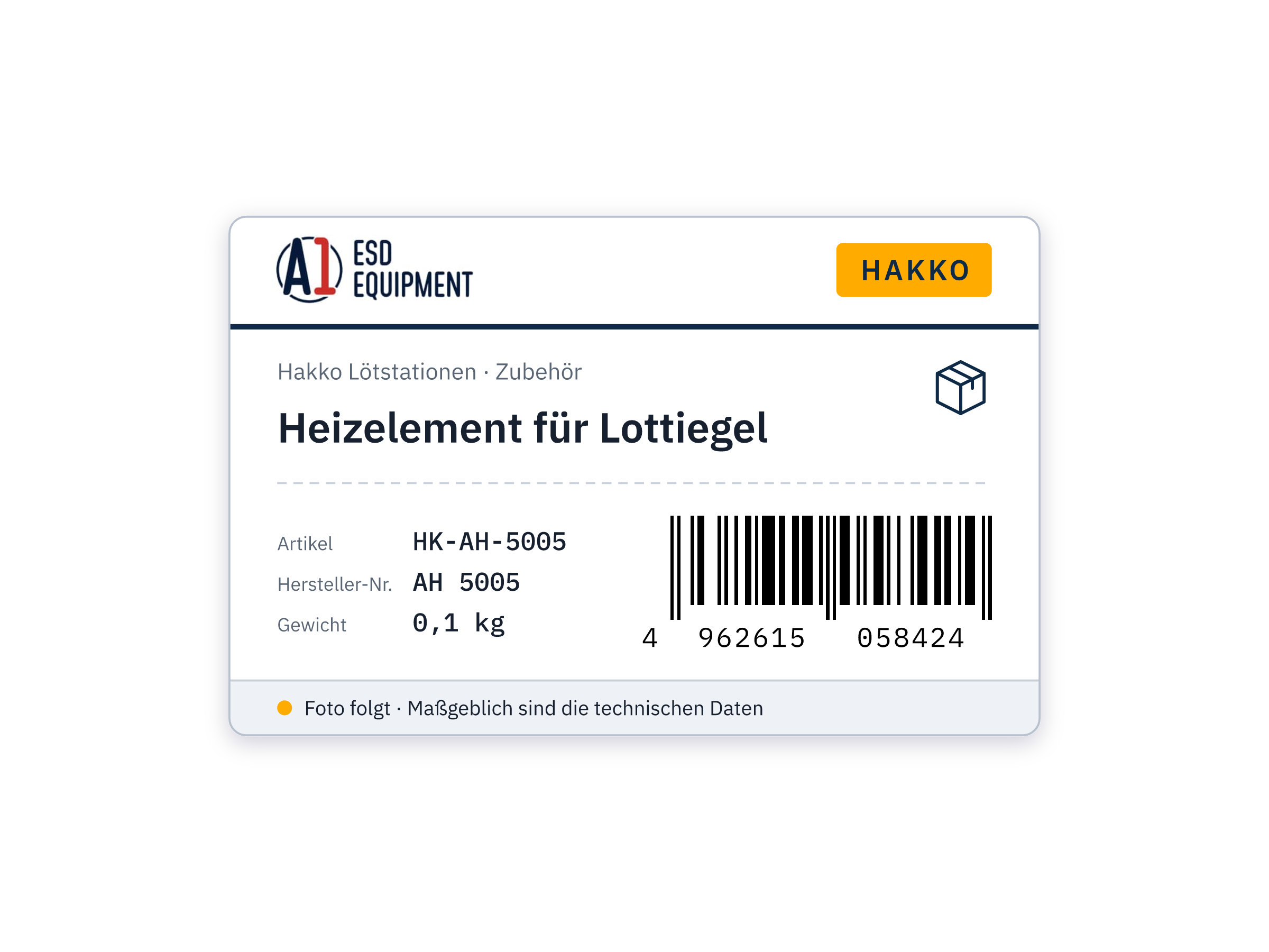 Heizelement für Lottiegel - Hakko AH 5005