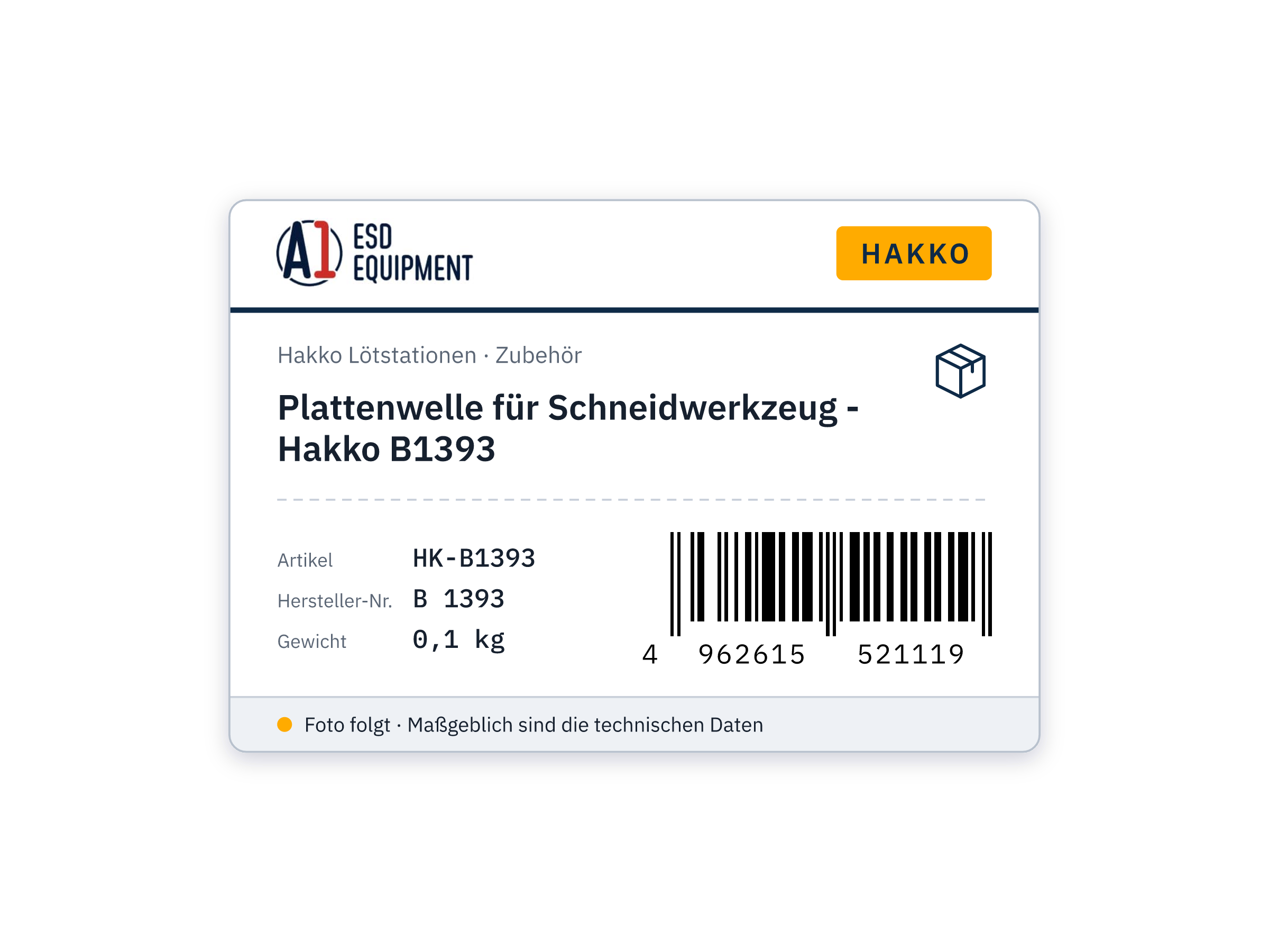 Plattenwelle für Schneidwerkzeug - Hakko B1393