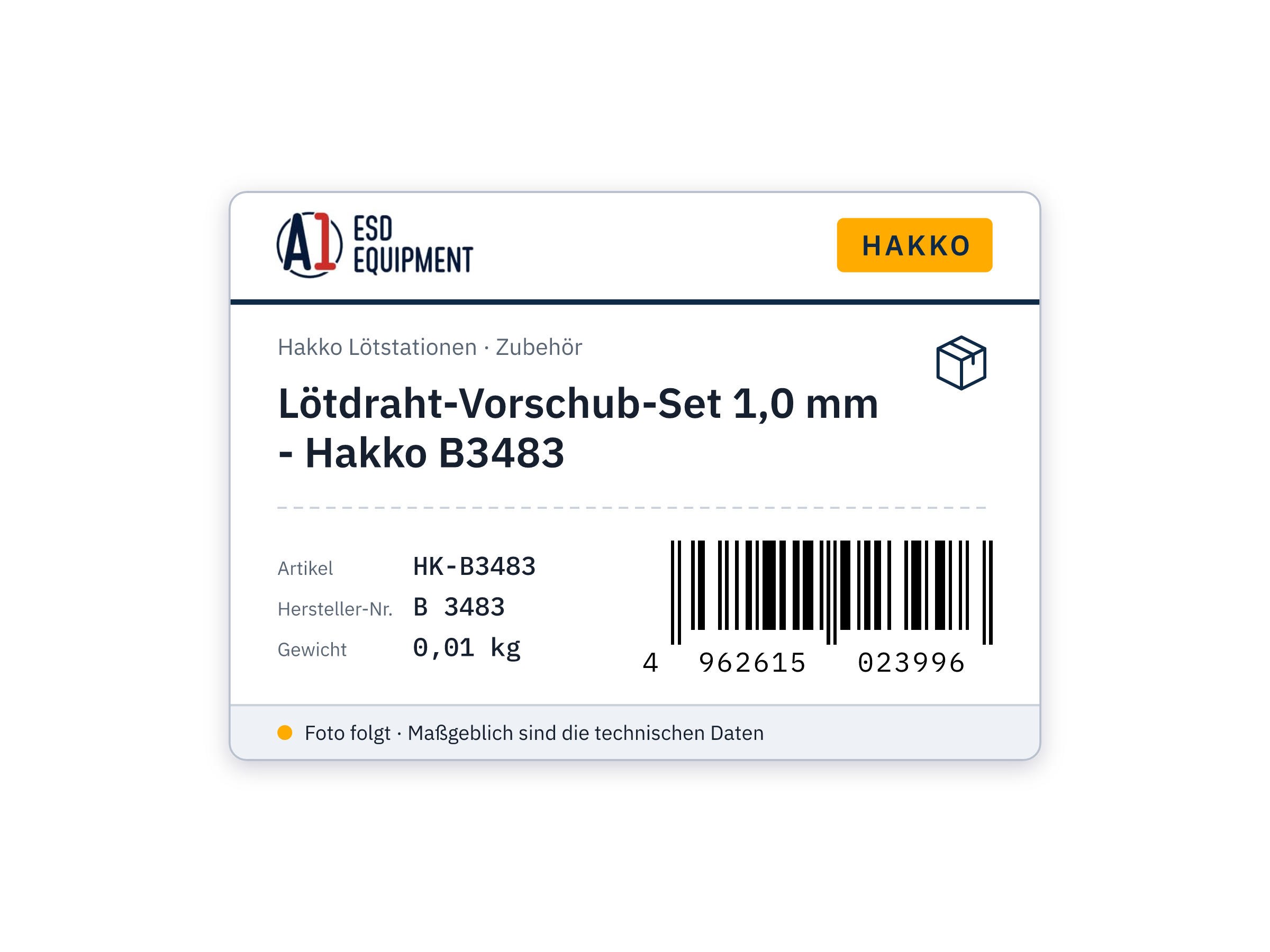 Lötdraht-Vorschub-Set 1,0 mm - Hakko B3483