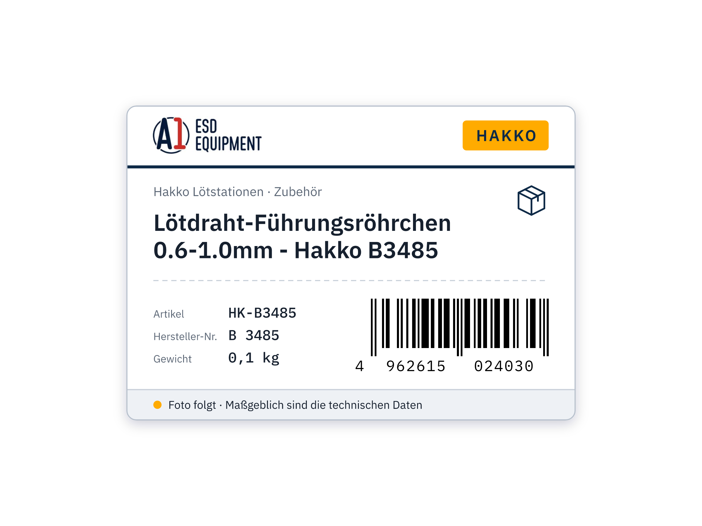 Lötdraht-Führungsröhrchen 0.6-1.0mm - Hakko B3485