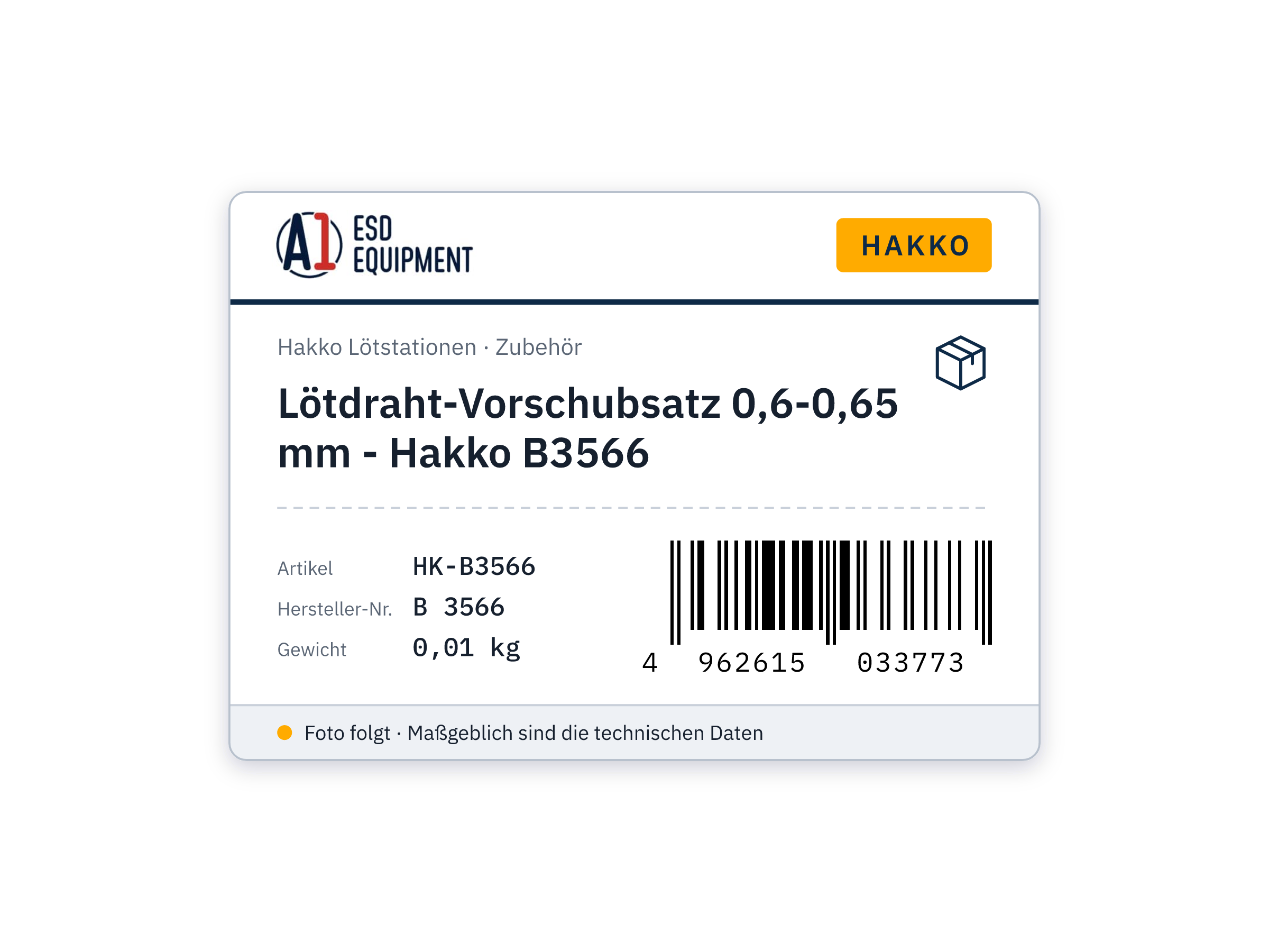 Lötdraht-Vorschubsatz 0,6-0,65 mm - Hakko B3566