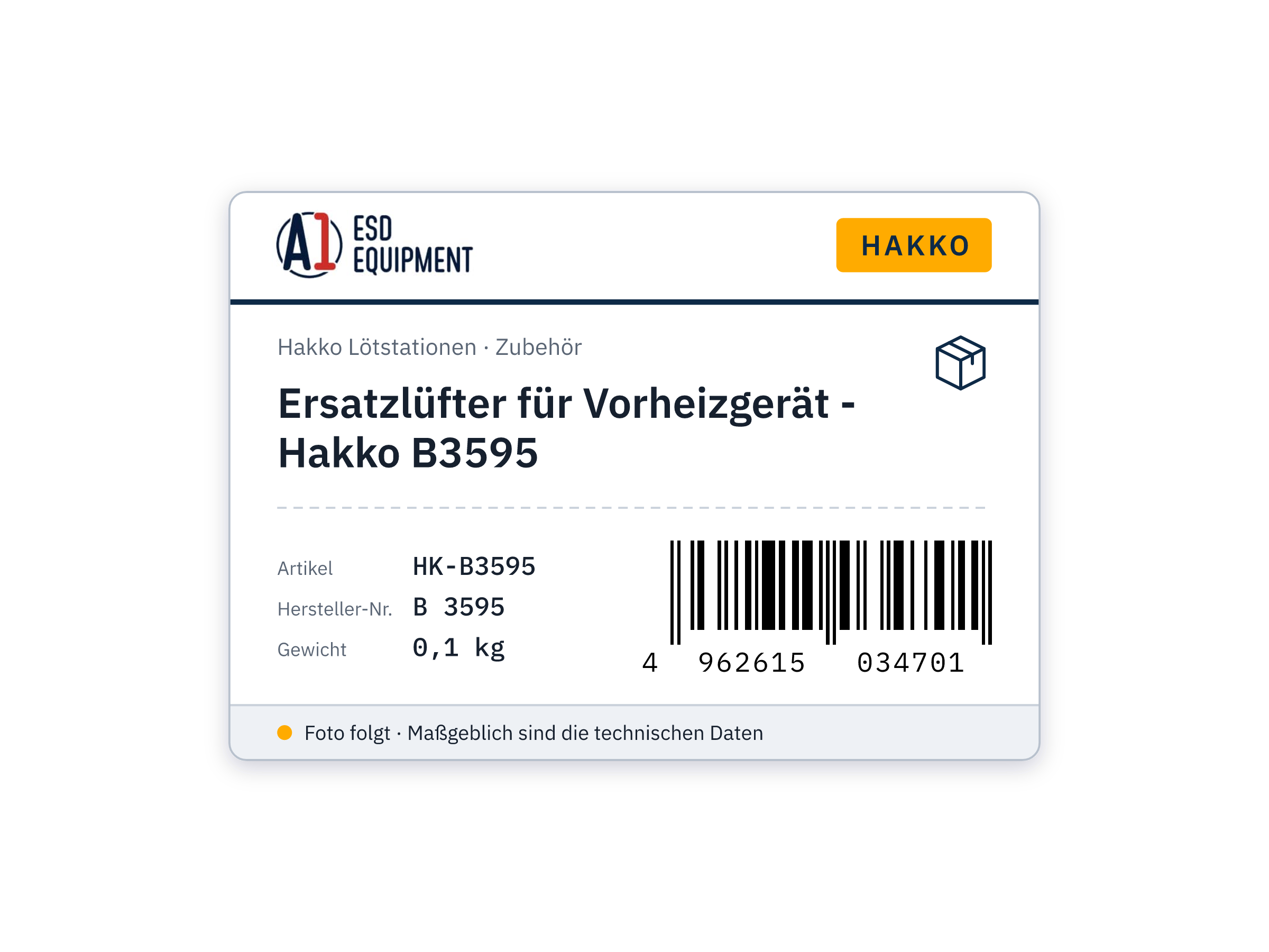 Ersatzlüfter für Vorheizgerät - Hakko B3595