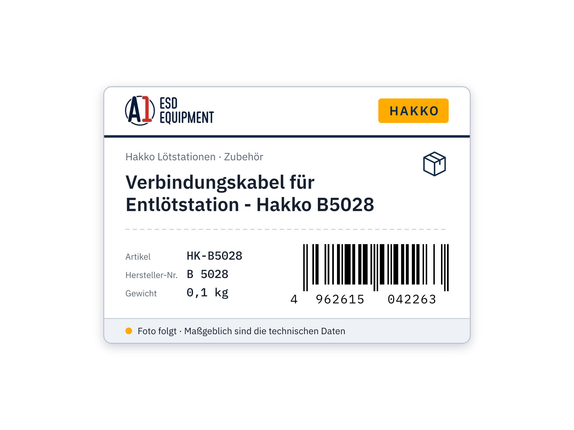 Câble de connexion pour station de dessoudage - Hakko B5028