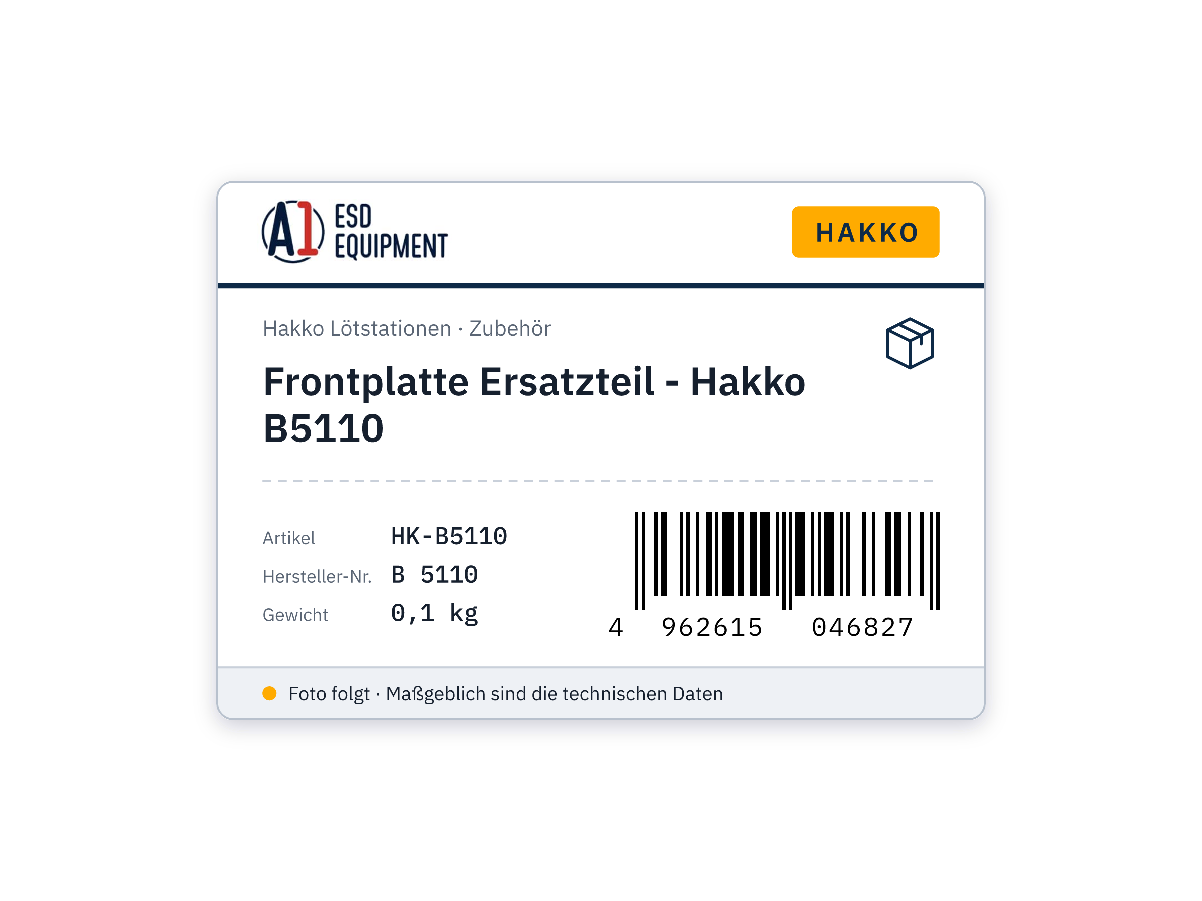 Frontplatte Ersatzteil - Hakko B5110