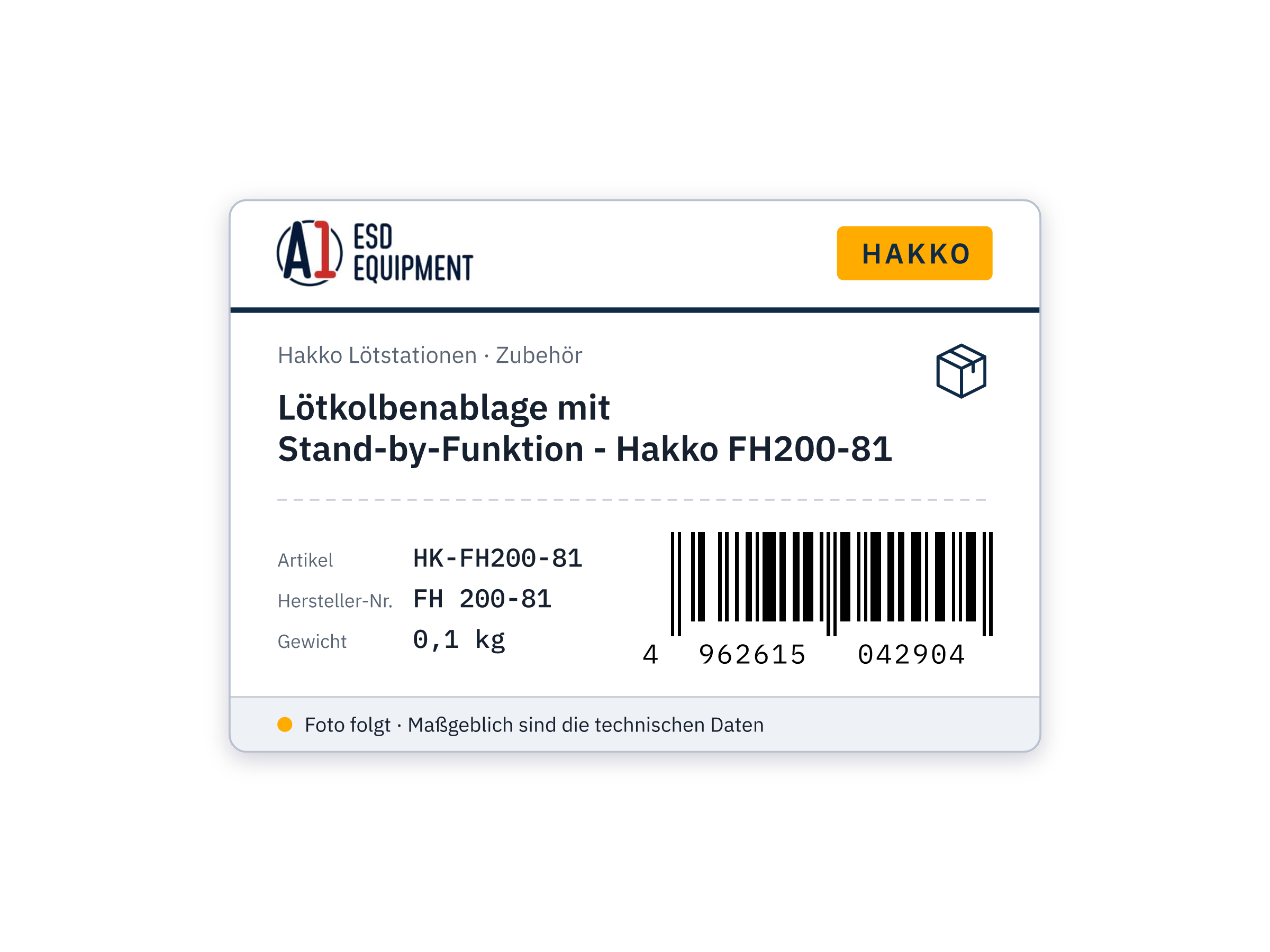 Support de fer à souder avec fonction de veille - Hakko FH200-81