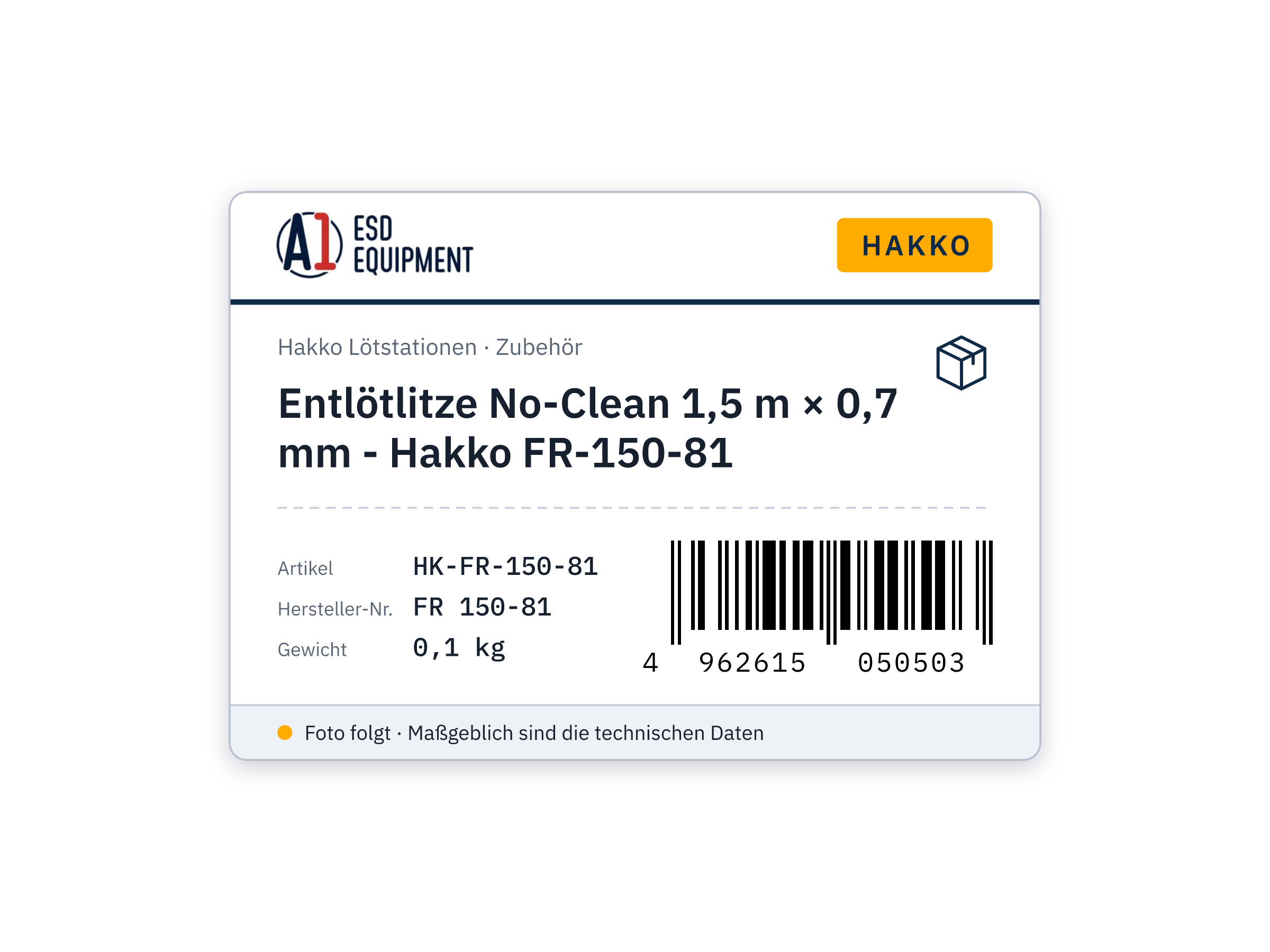 Entlötlitze No-Clean 1,5 m × 0,7 mm - Hakko FR-150-81