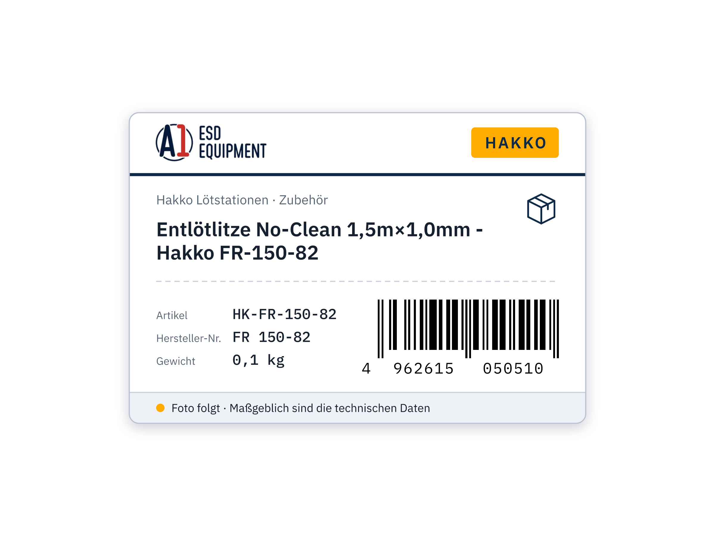 Entlötlitze No-Clean 1,5m×1,0mm - Hakko FR-150-82