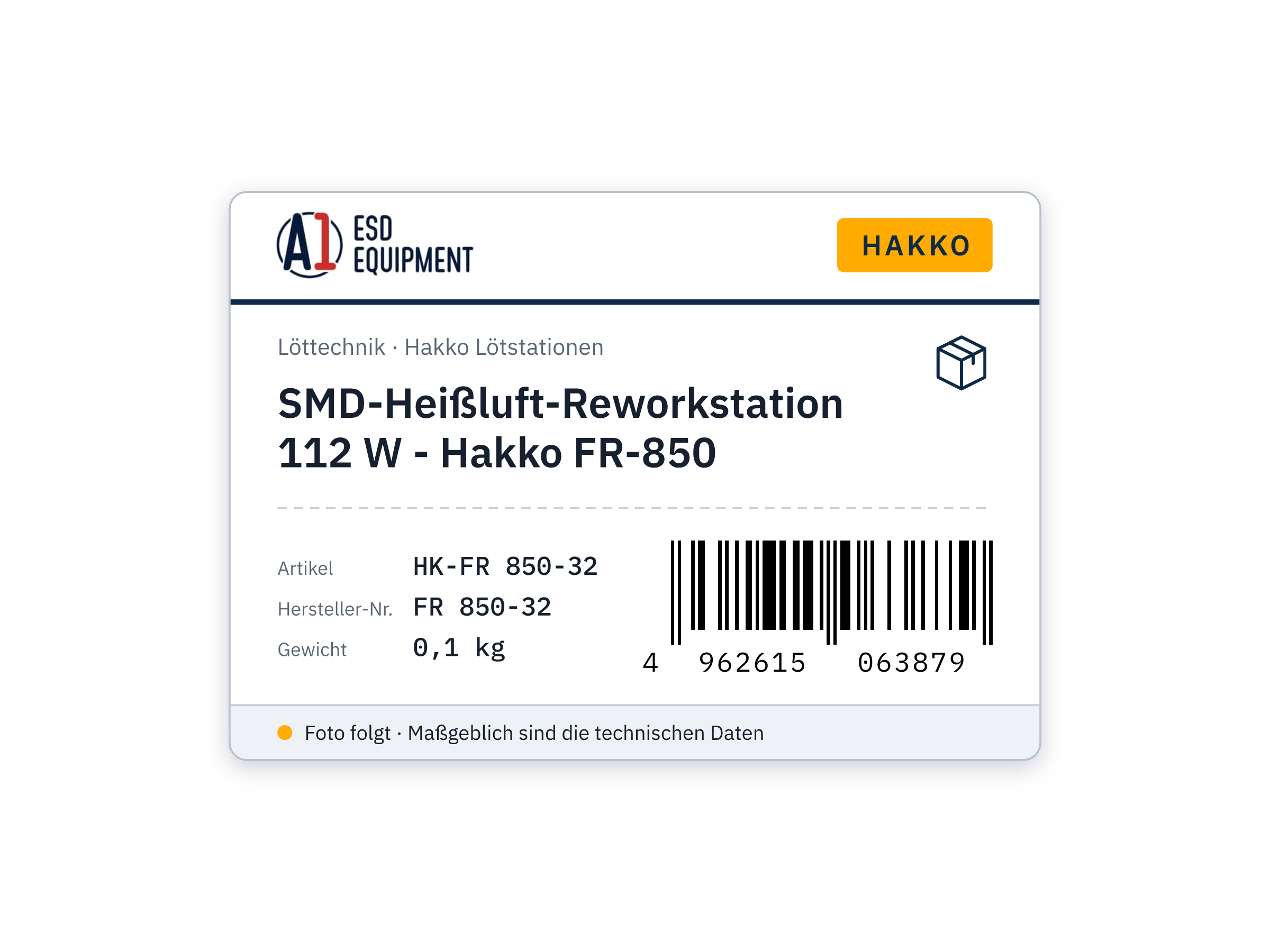 SMD-Heißluft-Reworkstation 112 W - Hakko FR-850