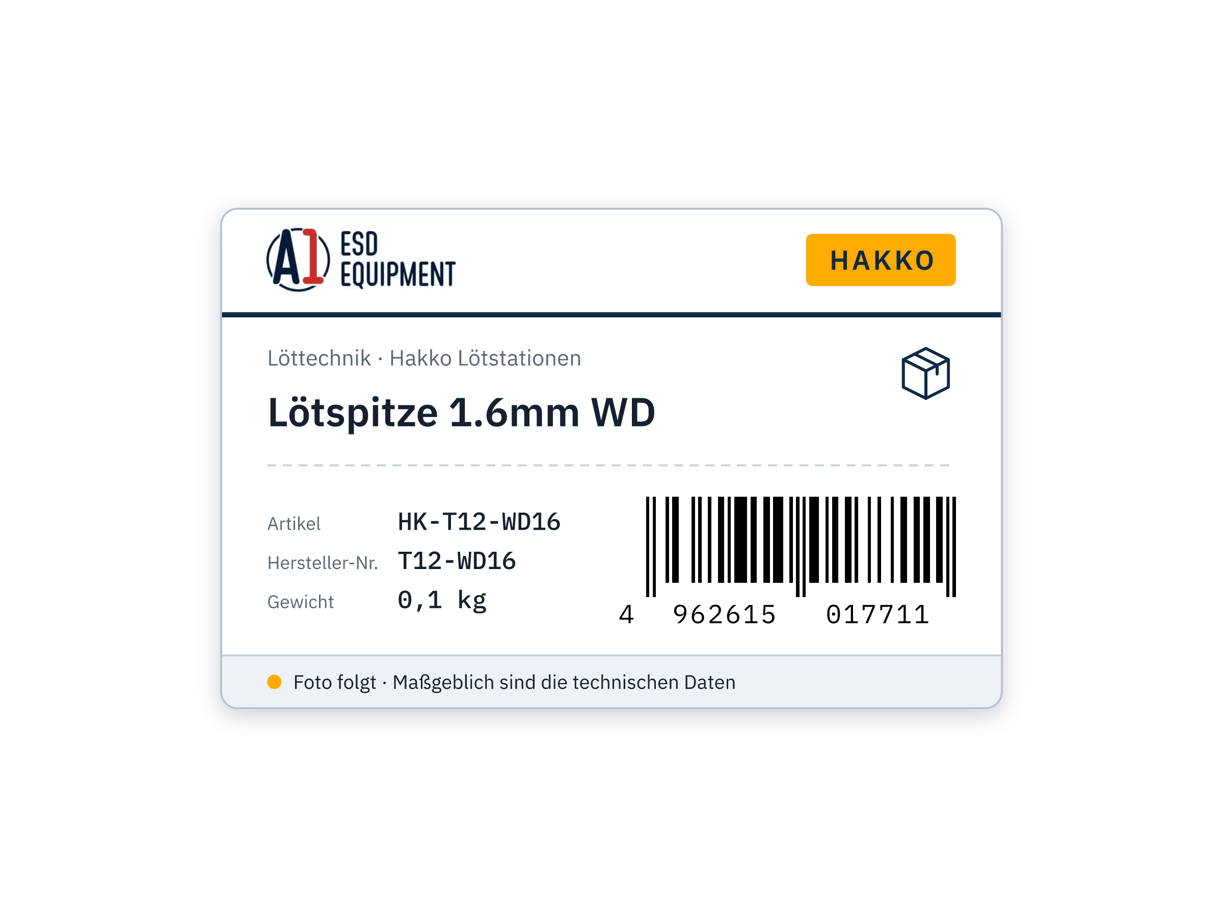 Lötspitze 1.6mm WD - Hakko T12-WD16