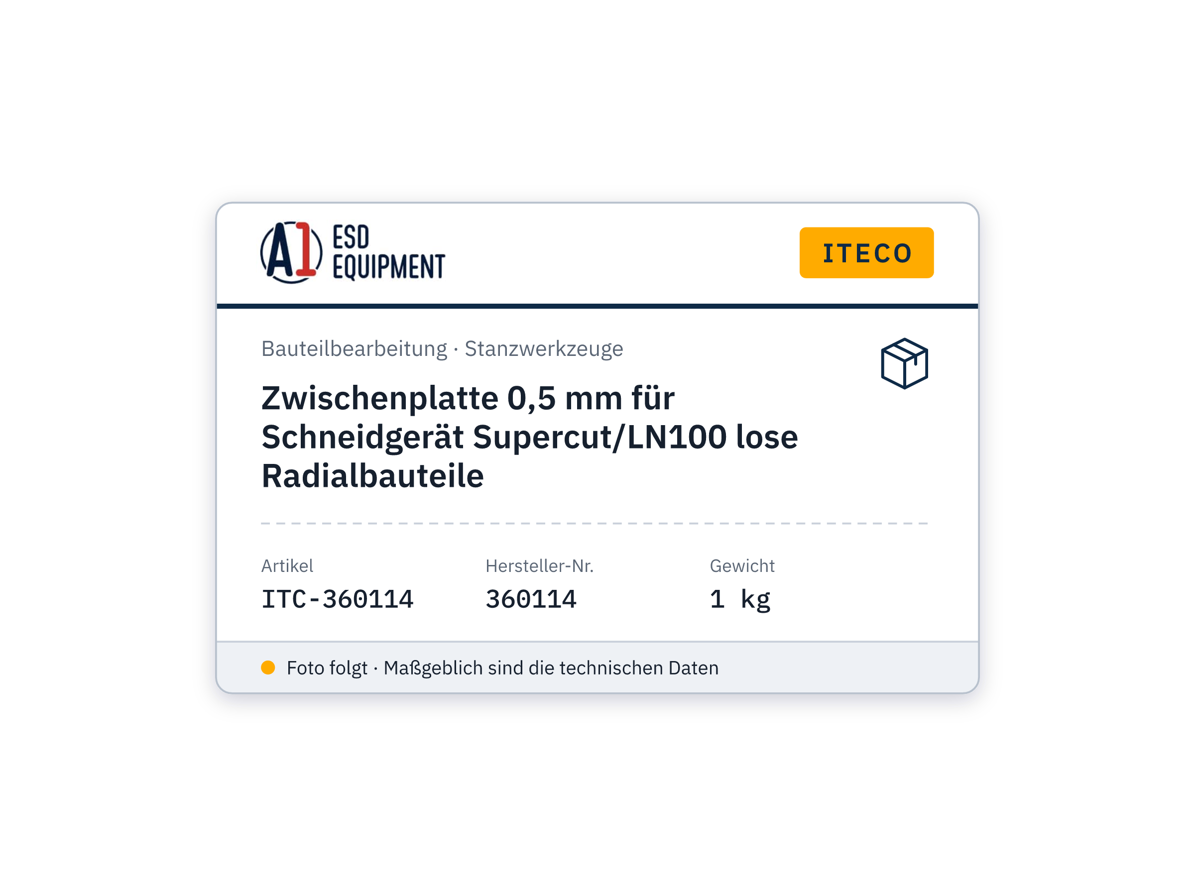 Zwischenplatte 0,5 mm für Schneidgerät Supercut/LN100 lose Radialbauteile - Iteco 360114