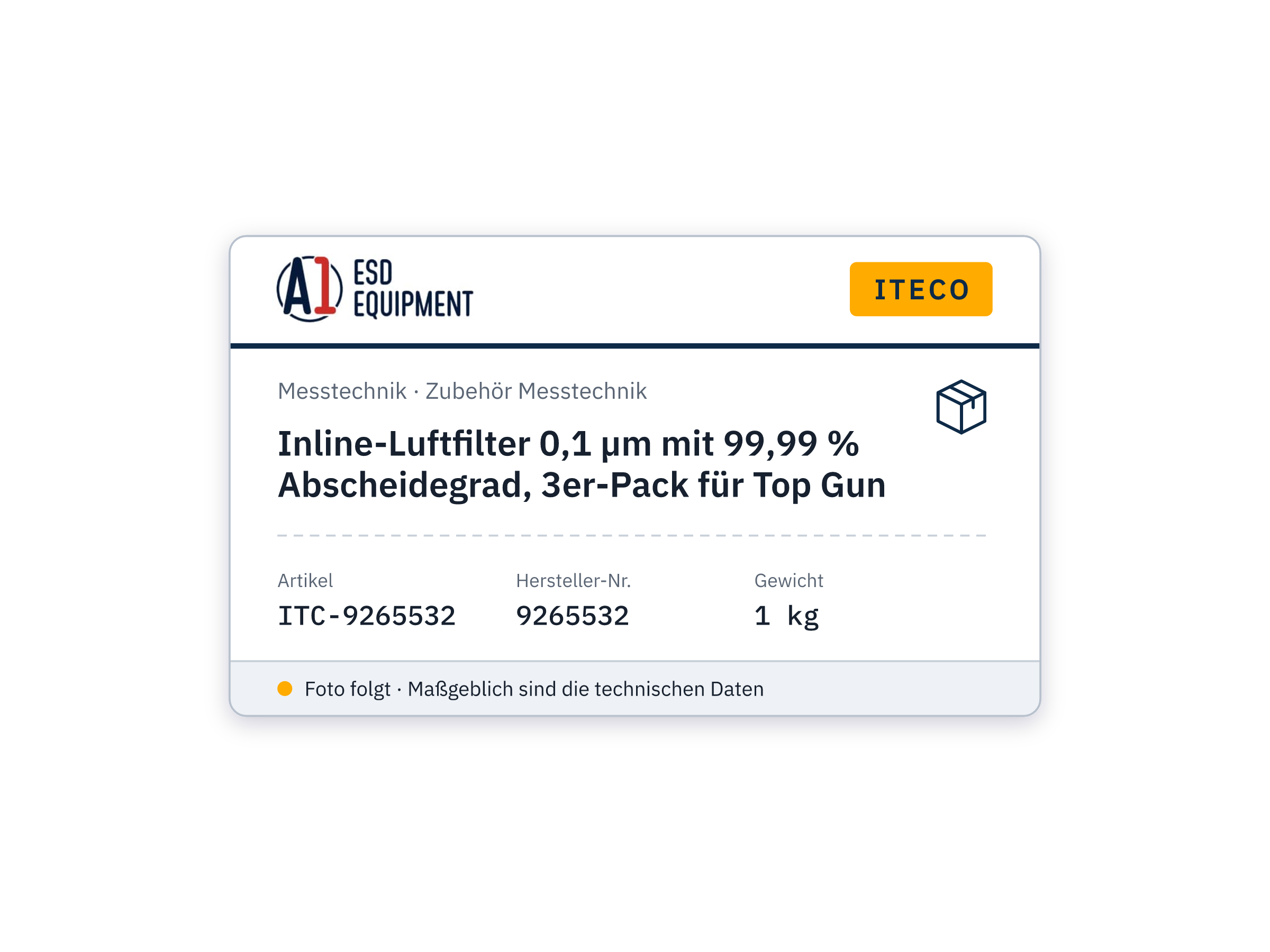 Filtre à air en ligne 0,1 µm, efficacité 99,99 %, lot de 3 pour Top Gun - Iteco 9265532