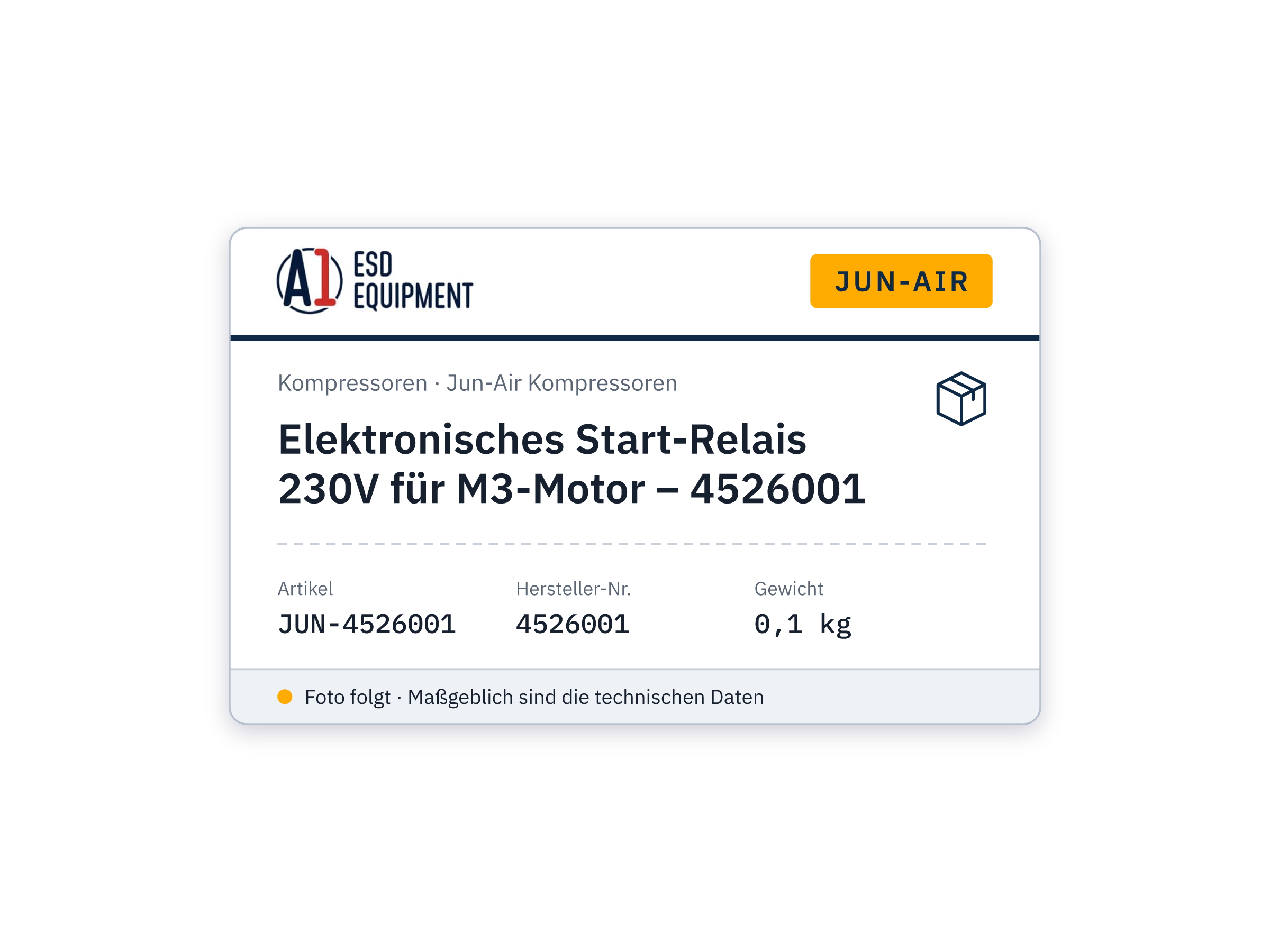 Jun-Air Relais de démarrage électronique 230V pour Moteur M3 – 4526001