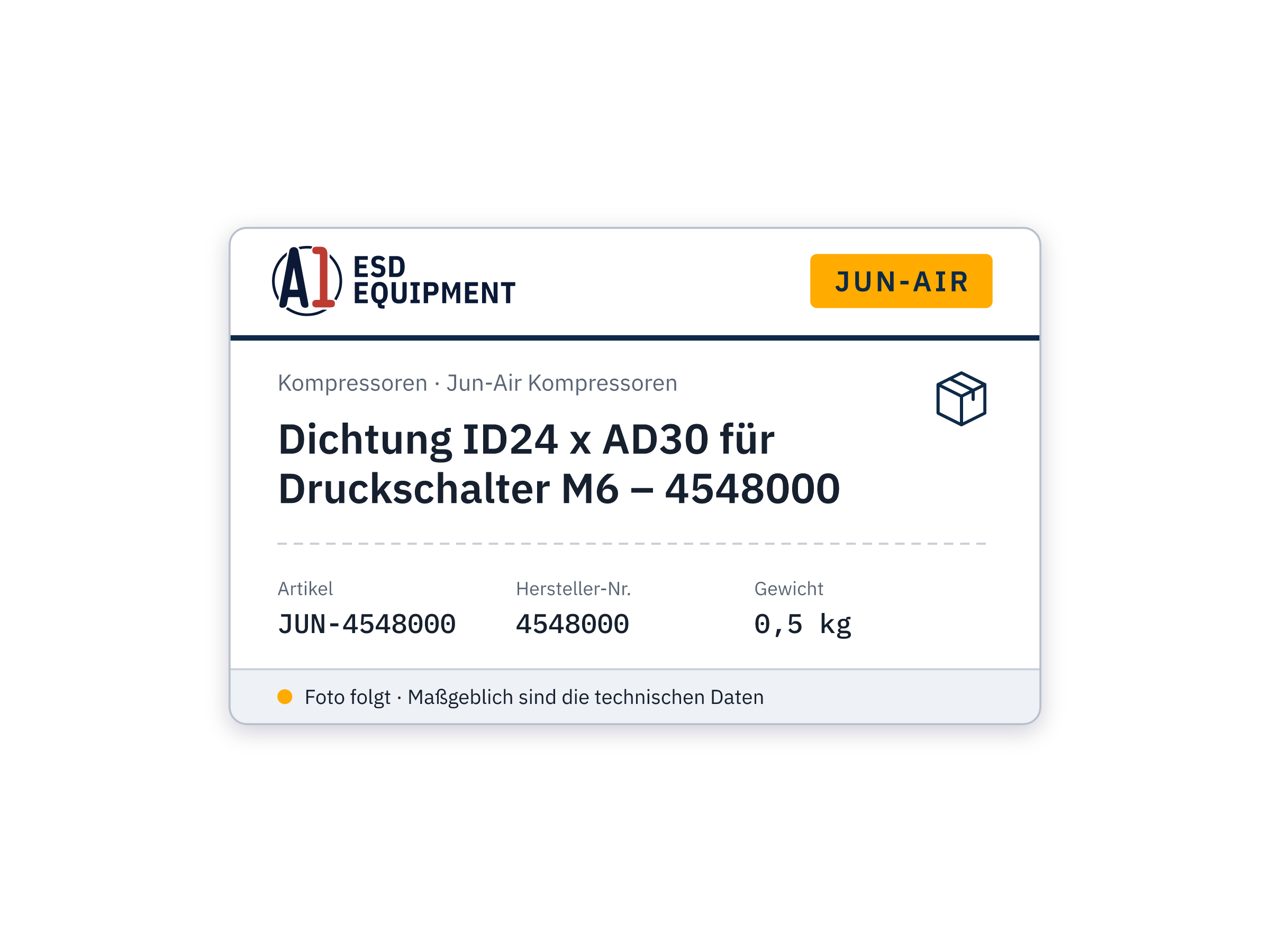 Jun-Air Dichtung ID24 x AD30 für Druckschalter M6 – 4548000
