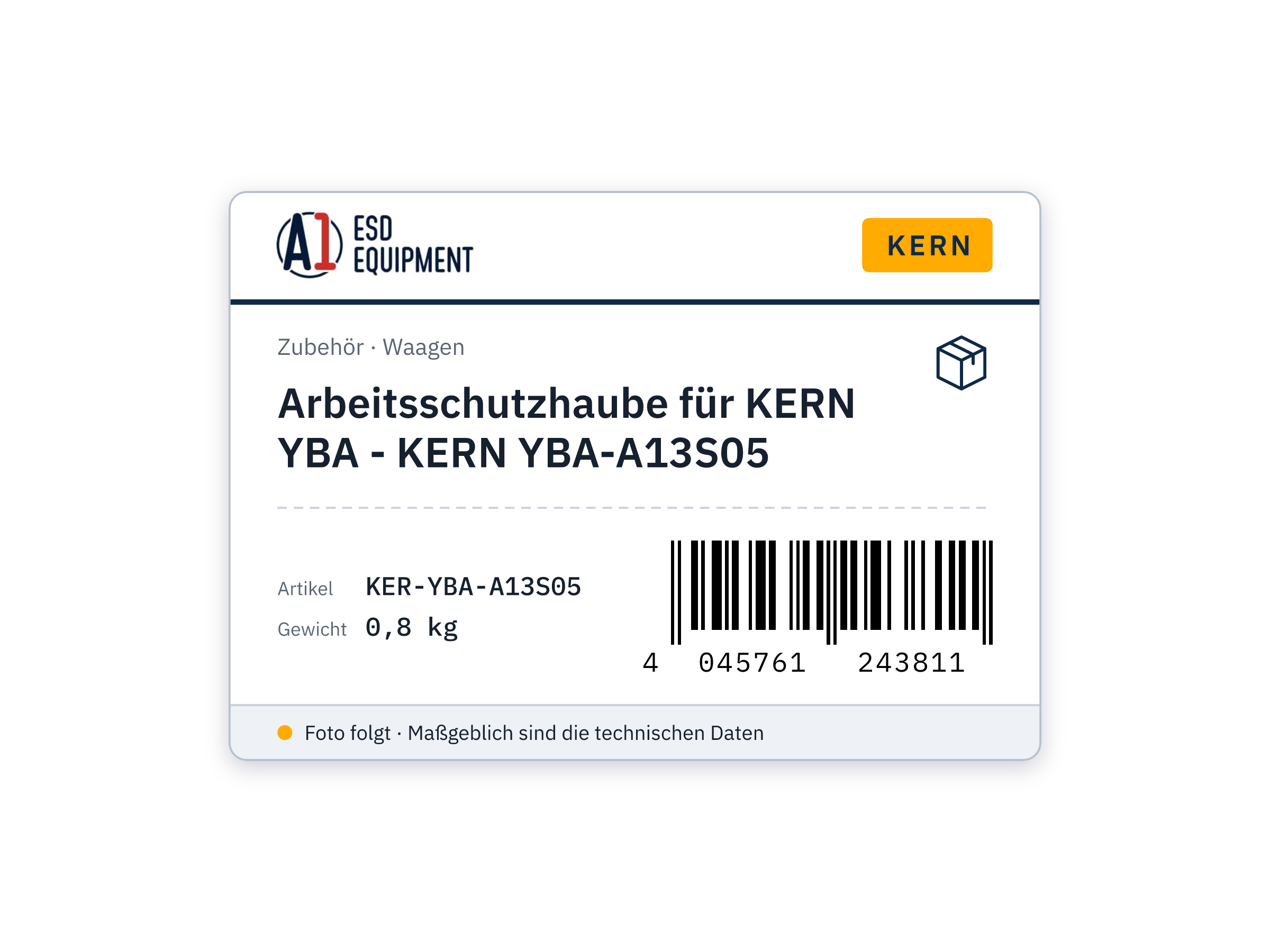 Arbeitsschutzhaube für KERN YBA - KERN YBA-A13S05