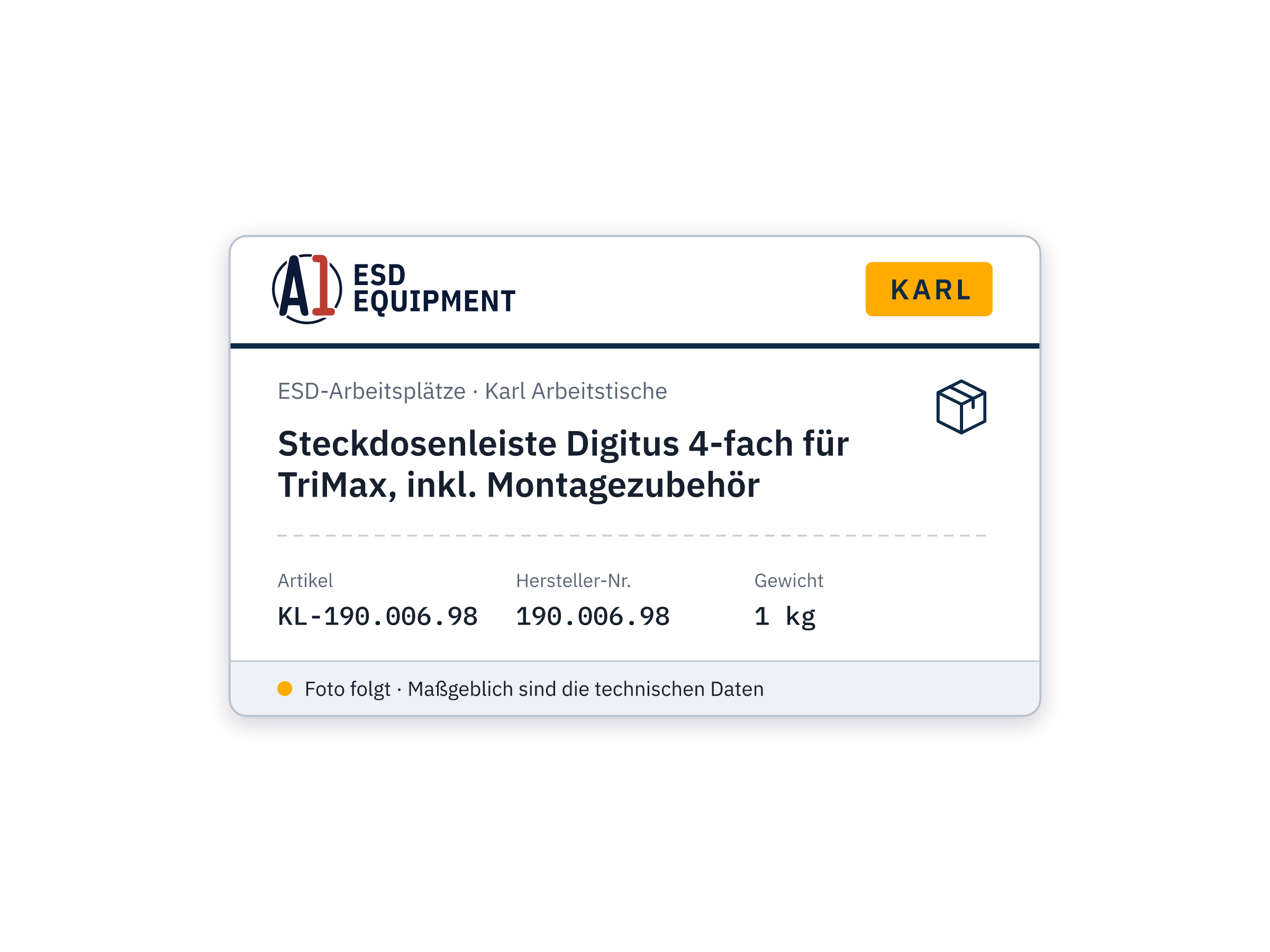 Steckdosenleiste Digitus 4-fach für TriMax, inkl. Montagezubehör - Karl 190.006.98