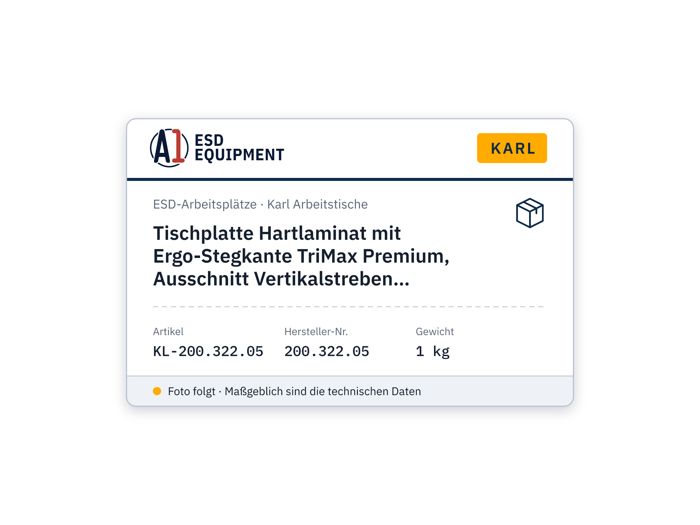Tischplatte Hartlaminat mit Ergo-Stegkante TriMax Premium, Ausschnitt Vertikalstreben, 1600x800 mm - Karl 200.322.05