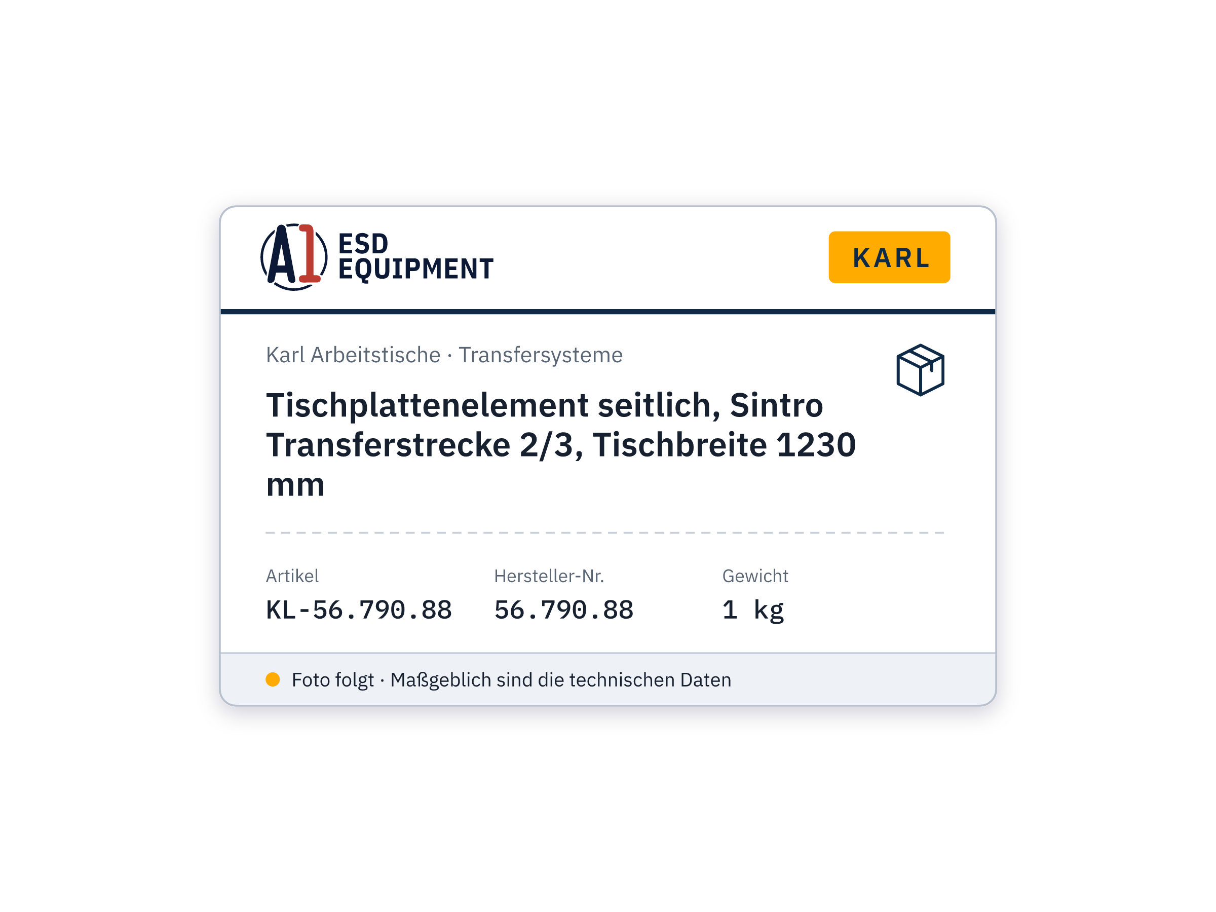 Élément de plateau latéral, ligne de transfert Sintro 2/3, largeur de table 1230 mm - Karl 56.790.88