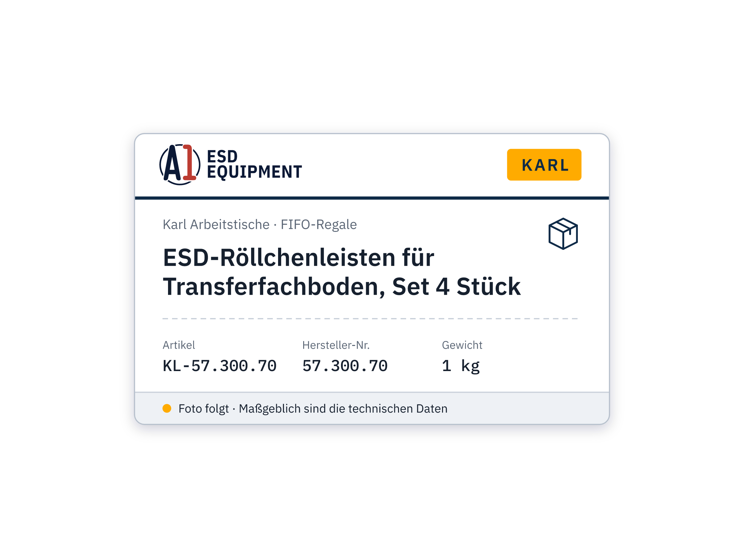 ESD-Röllchenleisten für Transferfachboden, Set 4 Stück - Karl 57.300.70