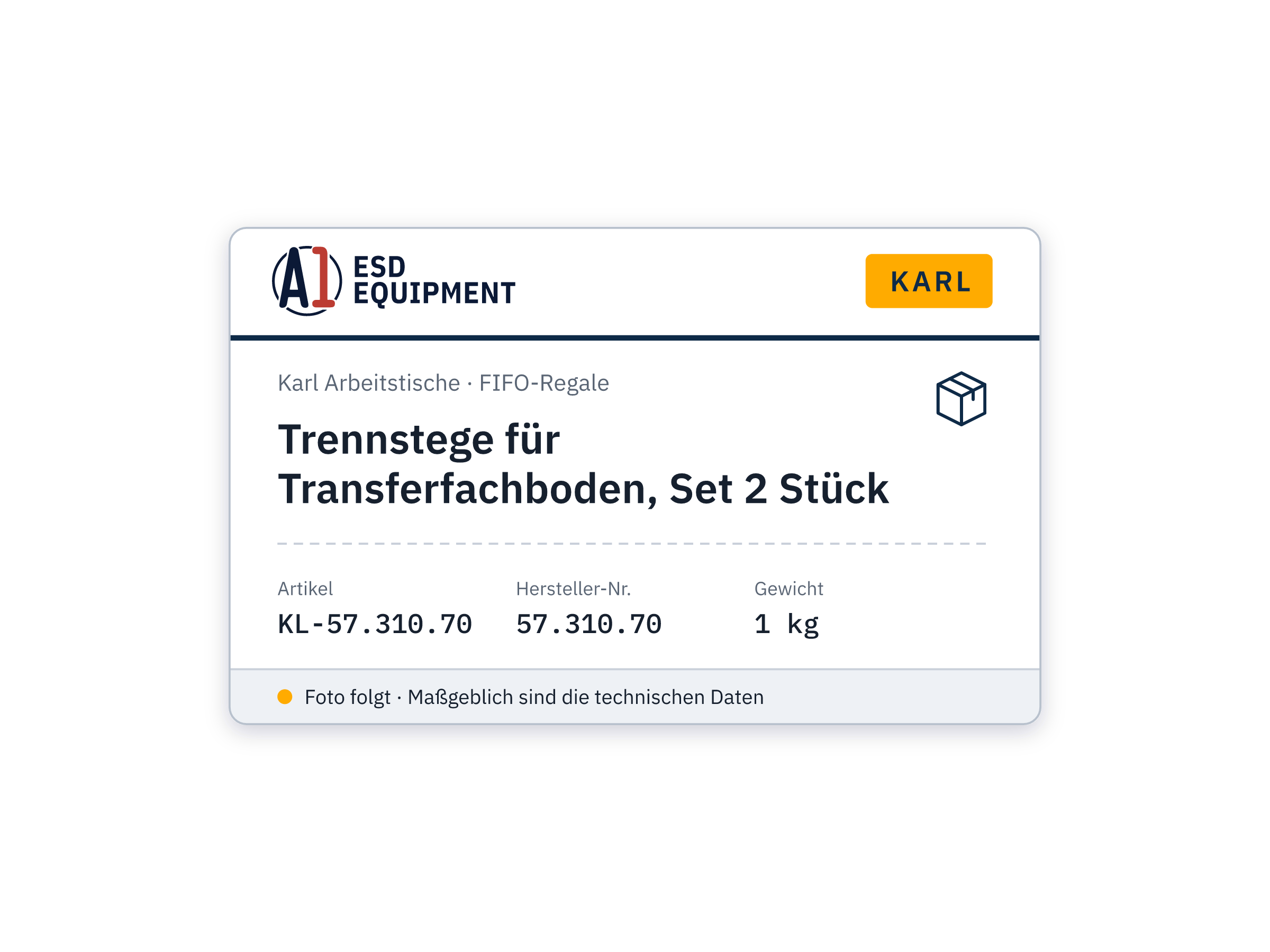 Trennstege für Transferfachboden, Set 2 Stück - Karl 57.310.70