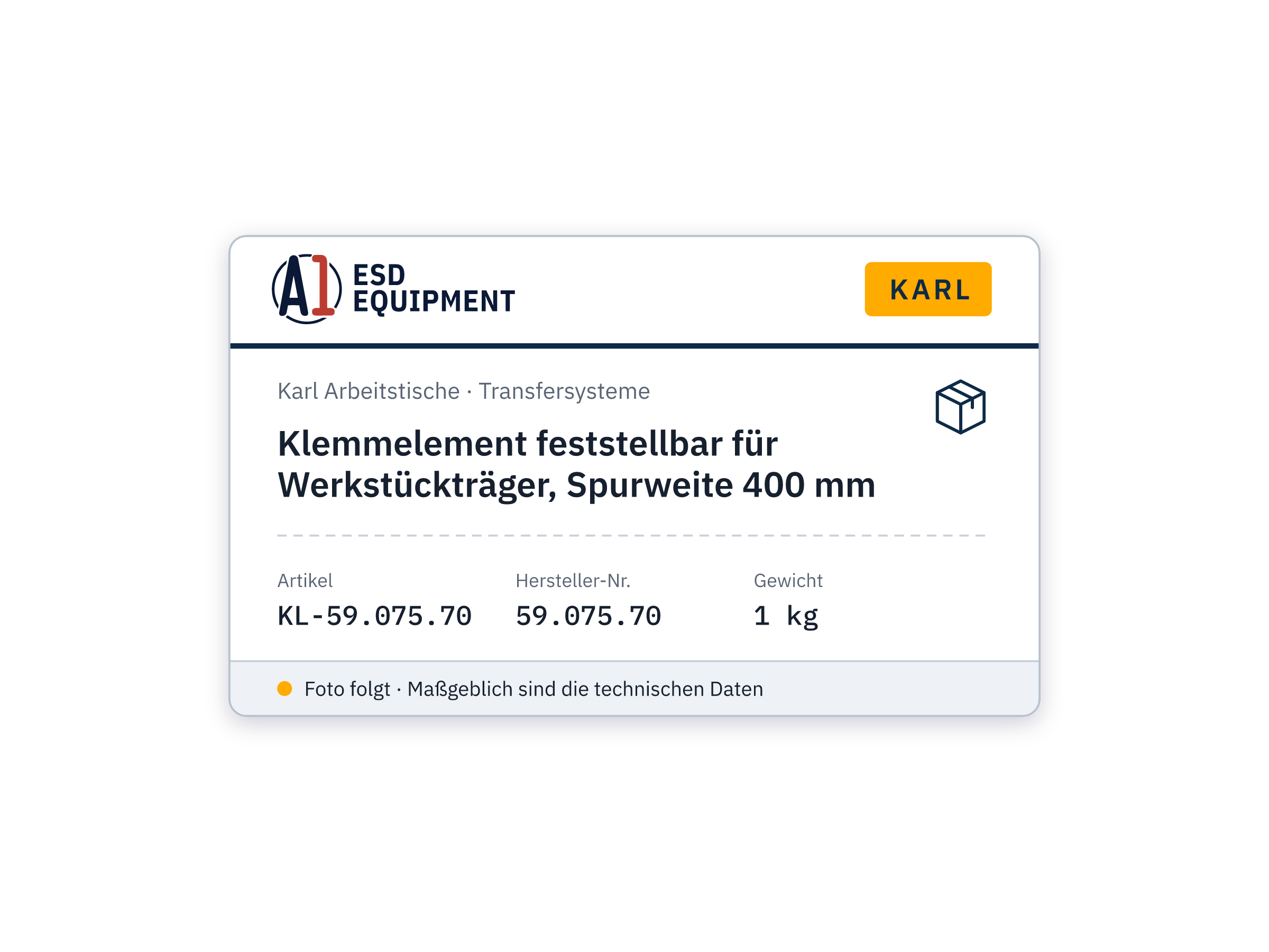 Klemmelement feststellbar für Werkstückträger, Spurweite 400 mm - Karl 59.075.70