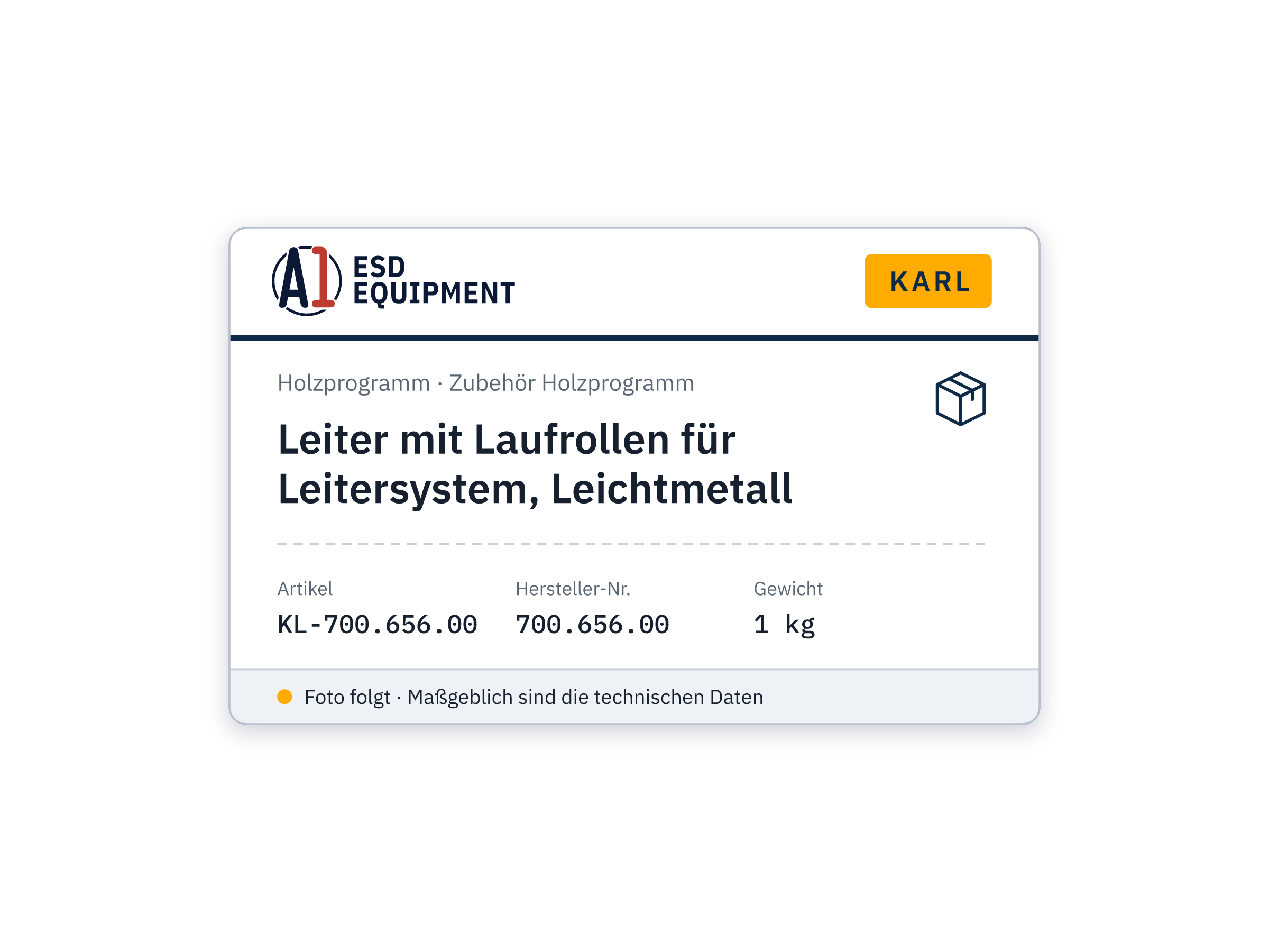 Leiter mit Laufrollen für Leitersystem, Leichtmetall - Karl 700.656.00