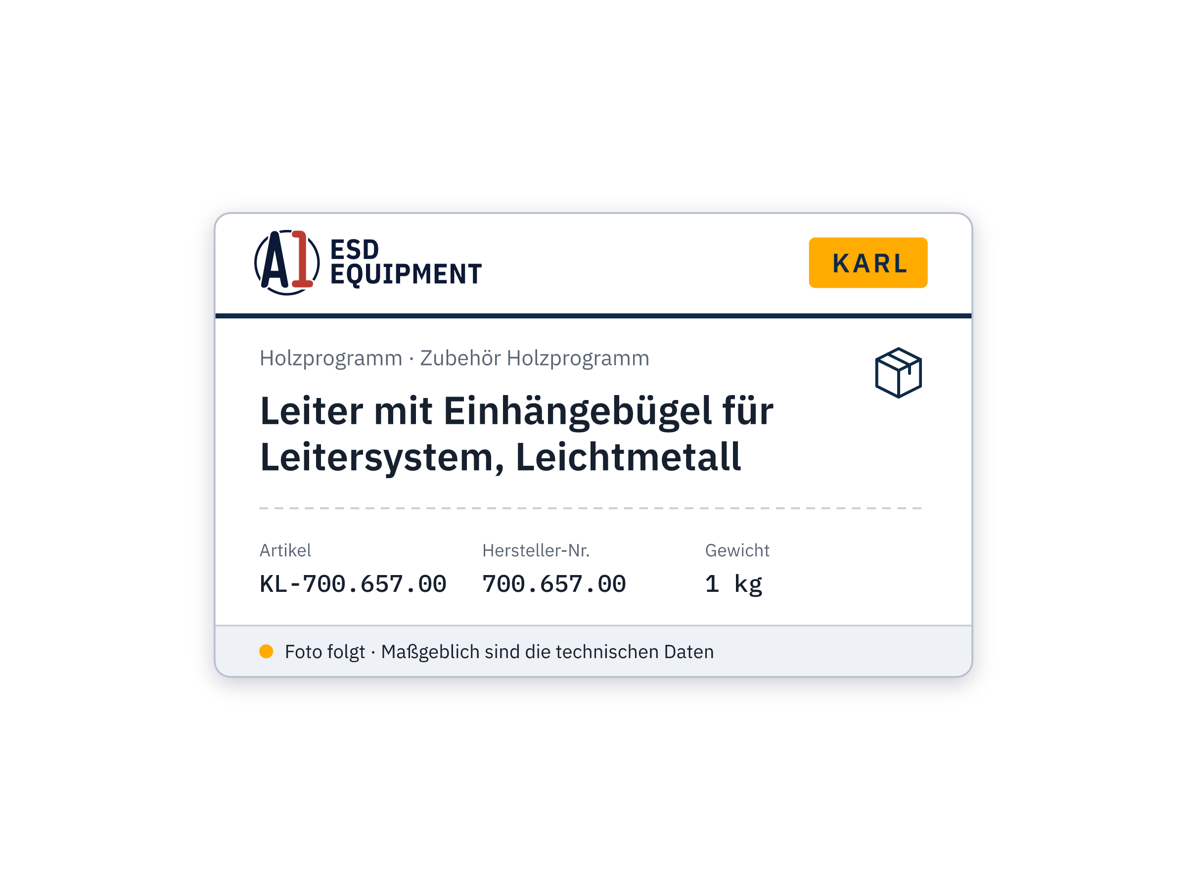 Leiter mit Einhängebügel für Leitersystem, Leichtmetall - Karl 700.657.00