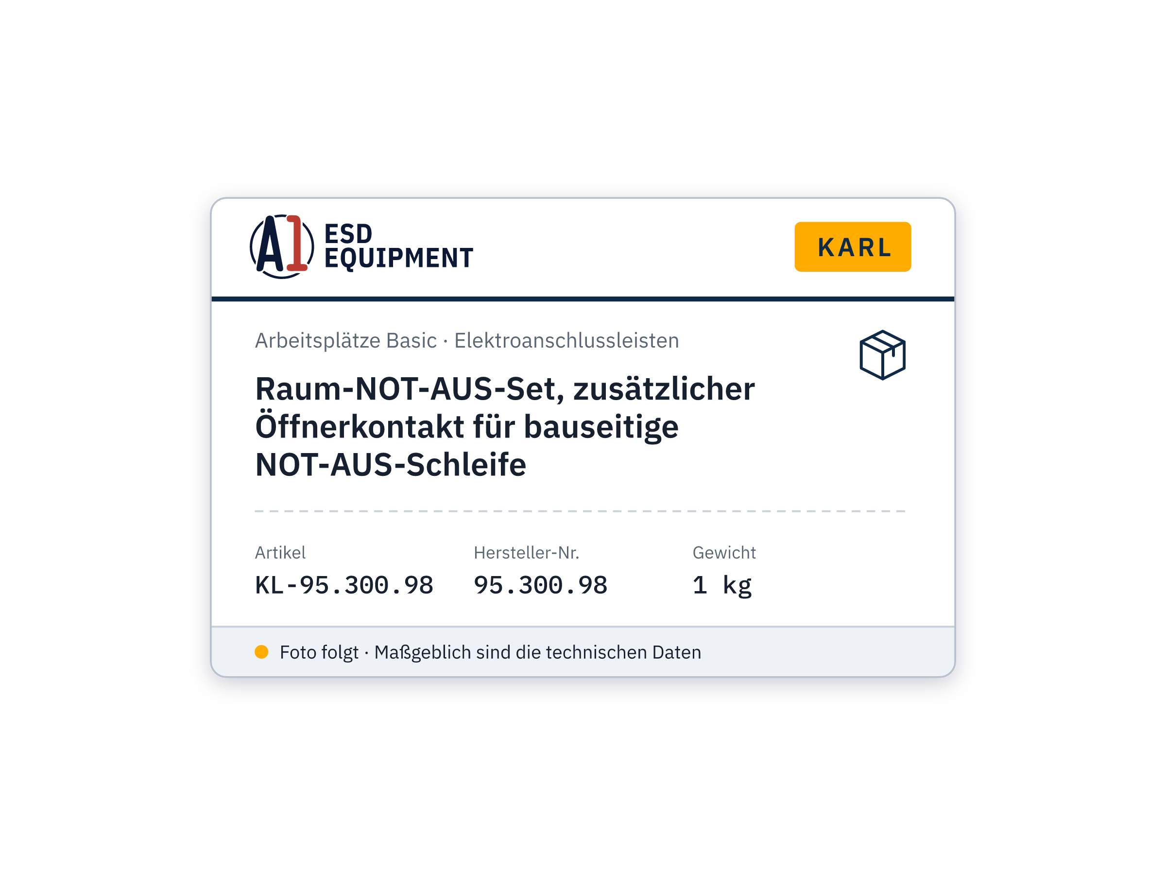 Raum-NOT-AUS-Set, zusätzlicher Öffnerkontakt für bauseitige NOT-AUS-Schleife - Karl 95.300.98