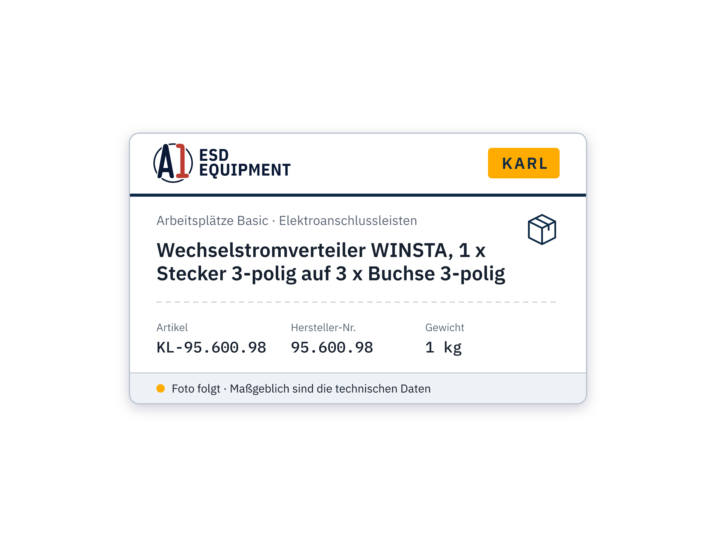 Wechselstromverteiler WINSTA, 1 x Stecker 3-polig auf 3 x Buchse 3-polig - Karl 95.600.98