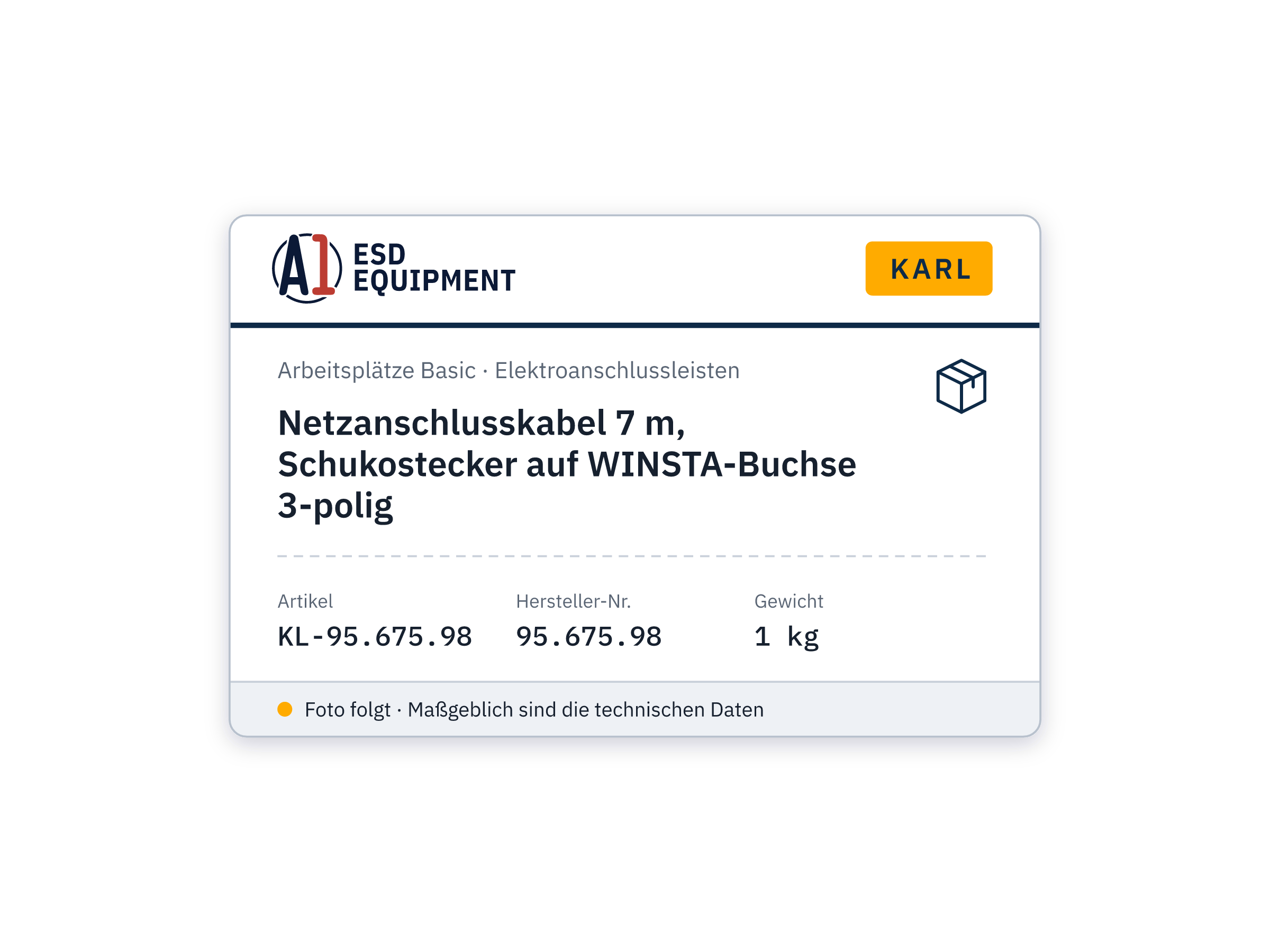 Netzanschlusskabel 7 m, Schukostecker auf WINSTA-Buchse 3-polig - Karl 95.675.98
