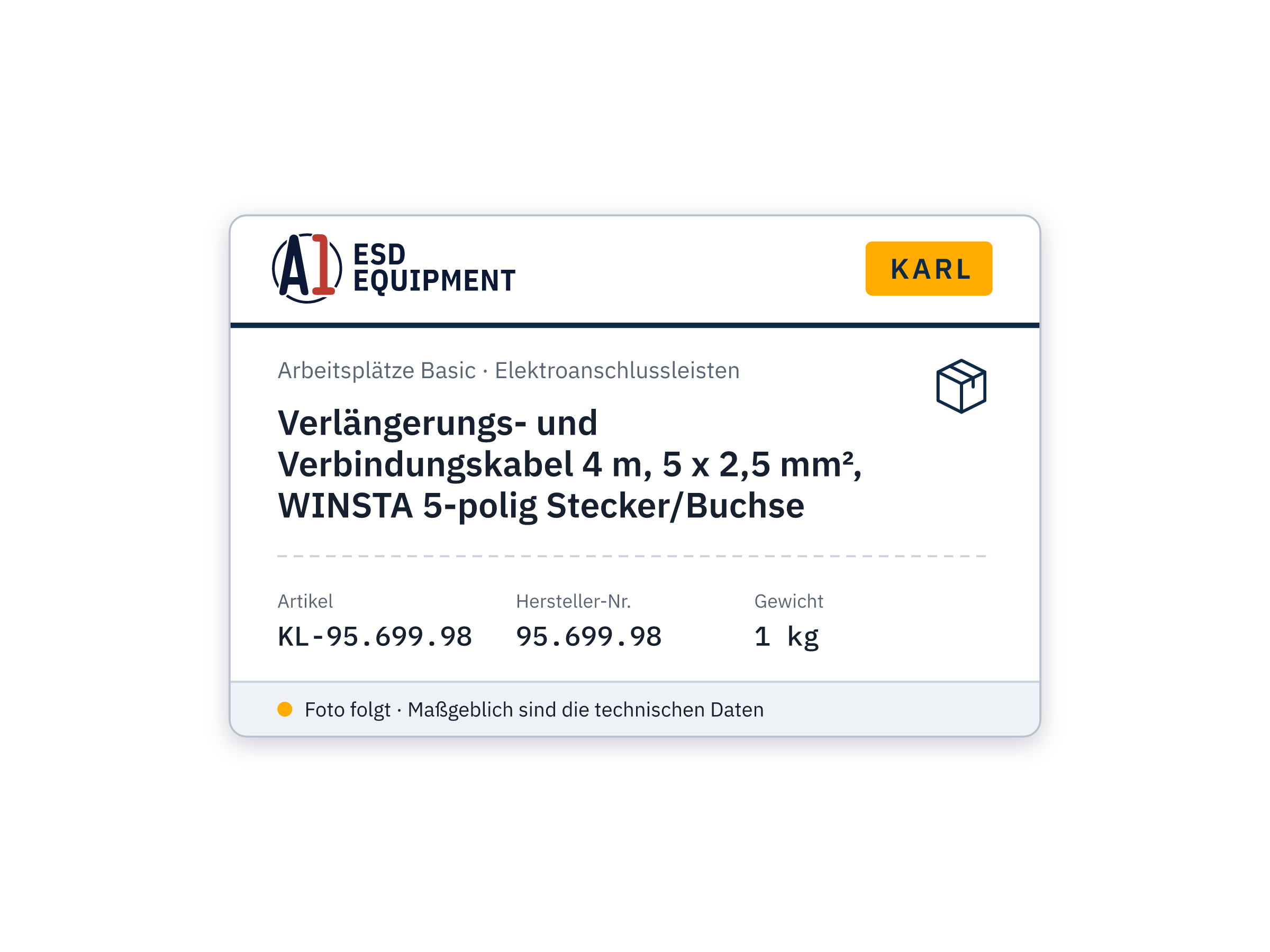 Verlängerungs- und Verbindungskabel 4 m, 5 x 2,5 mm², WINSTA 5-polig Stecker/Buchse - Karl 95.699.98