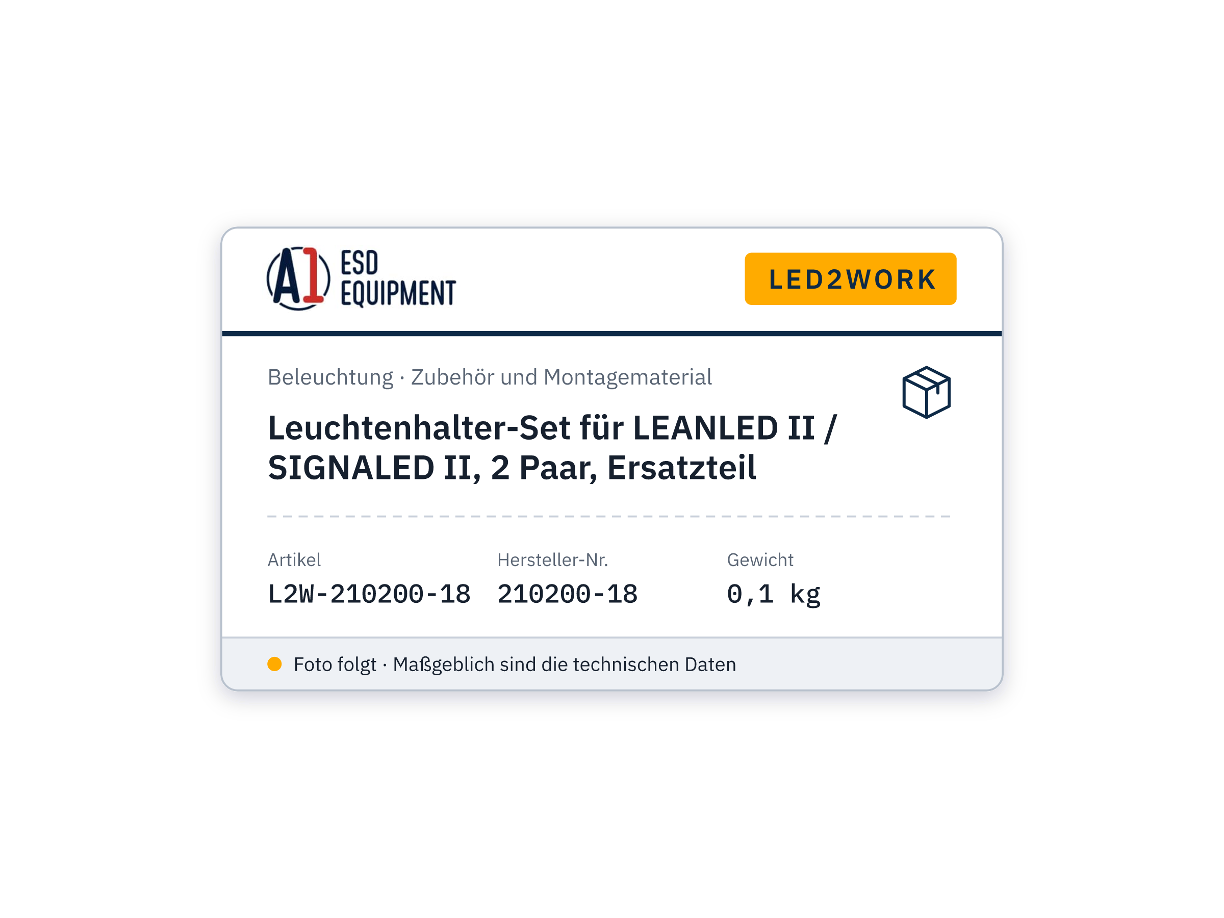 Leuchtenhalter-Set für LEANLED II / SIGNALED II, 2 Paar, Ersatzteil - LED2WORK 210200-18