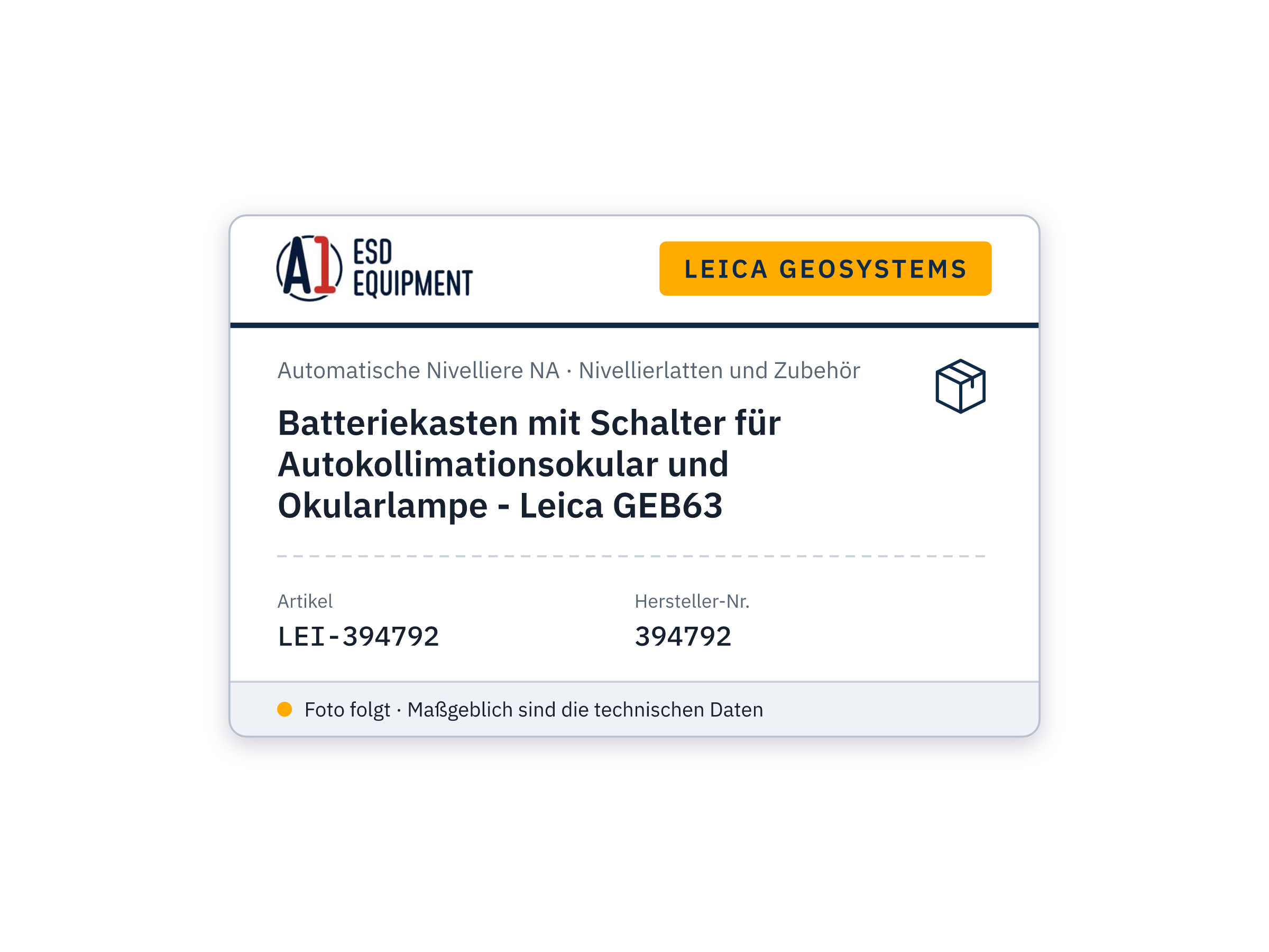 Batteriekasten mit Schalter für Autokollimationsokular und Okularlampe - Leica GEB63