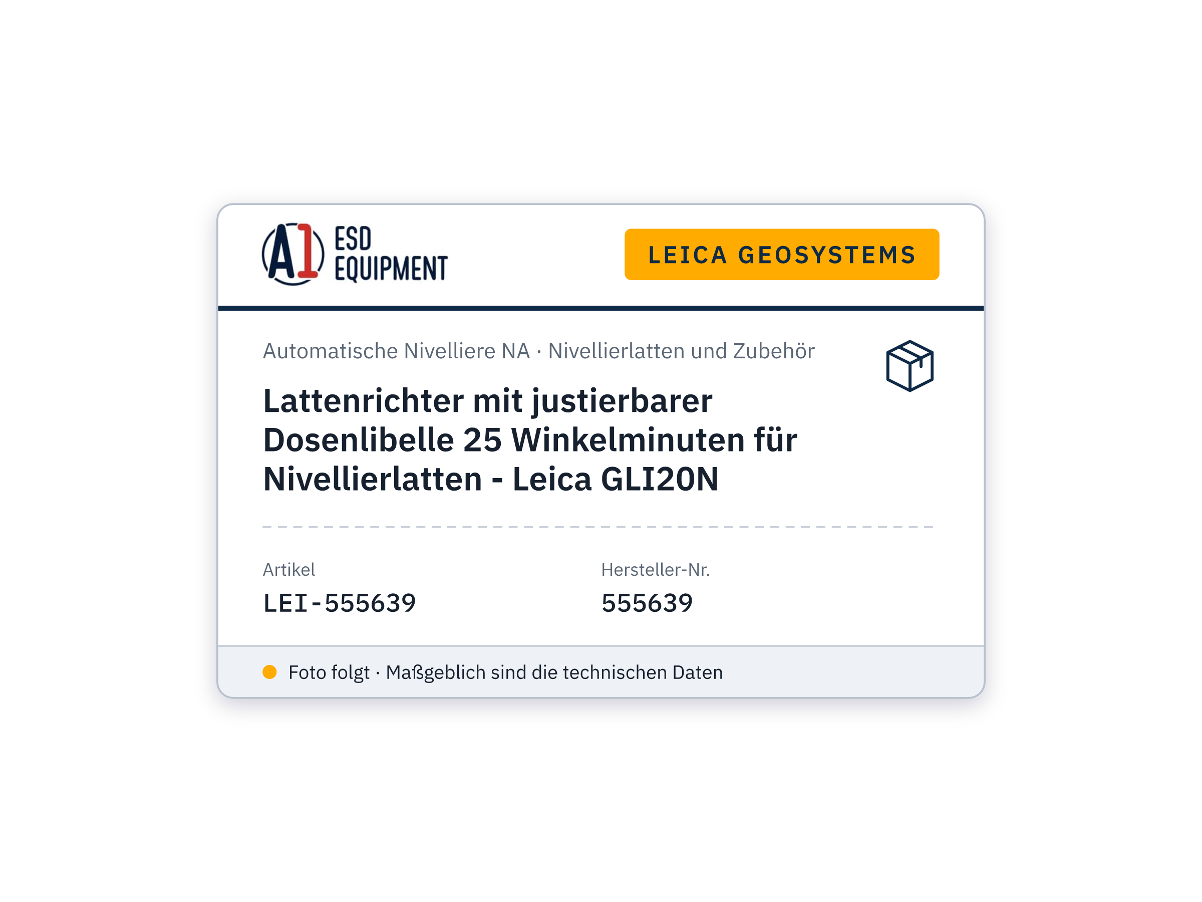Lattenrichter mit justierbarer Dosenlibelle 25 Winkelminuten für Nivellierlatten - Leica GLI20N