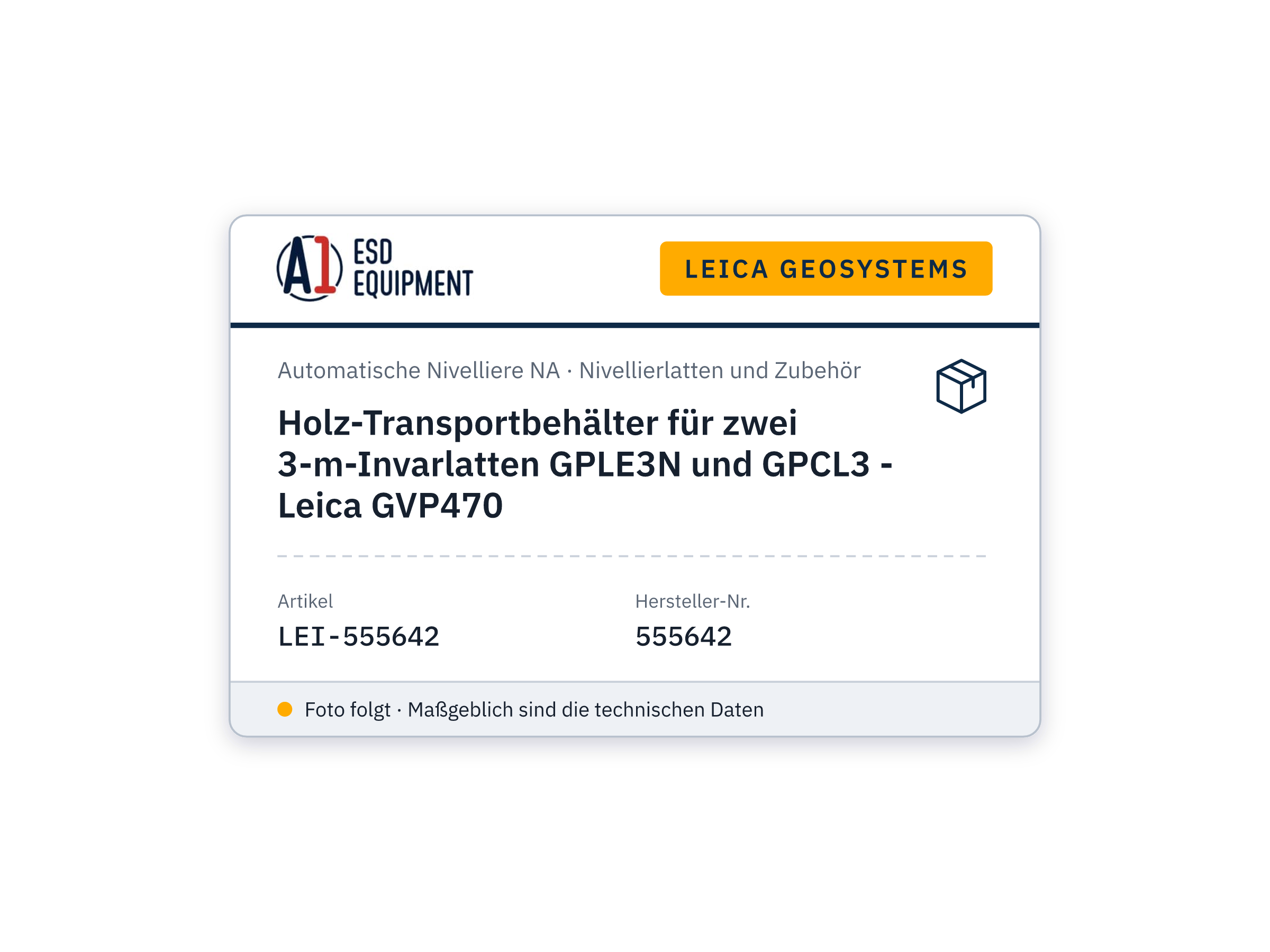 Holz-Transportbehälter für zwei 3-m-Invarlatten GPLE3N und GPCL3 - Leica GVP470
