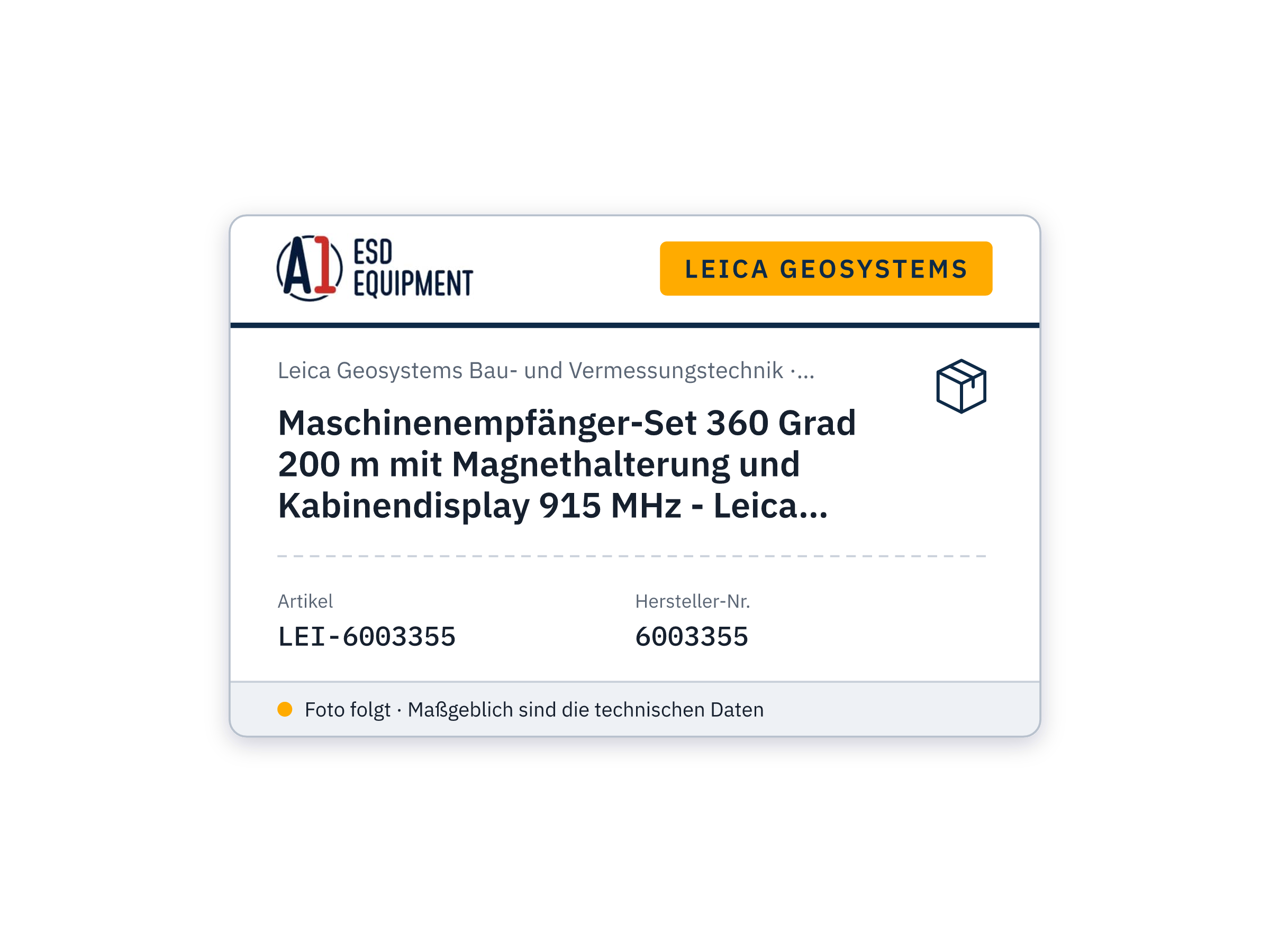 Maschinenempfänger-Set 360 Grad 200 m mit Magnethalterung und Kabinendisplay 915 MHz - Leica LMR360R