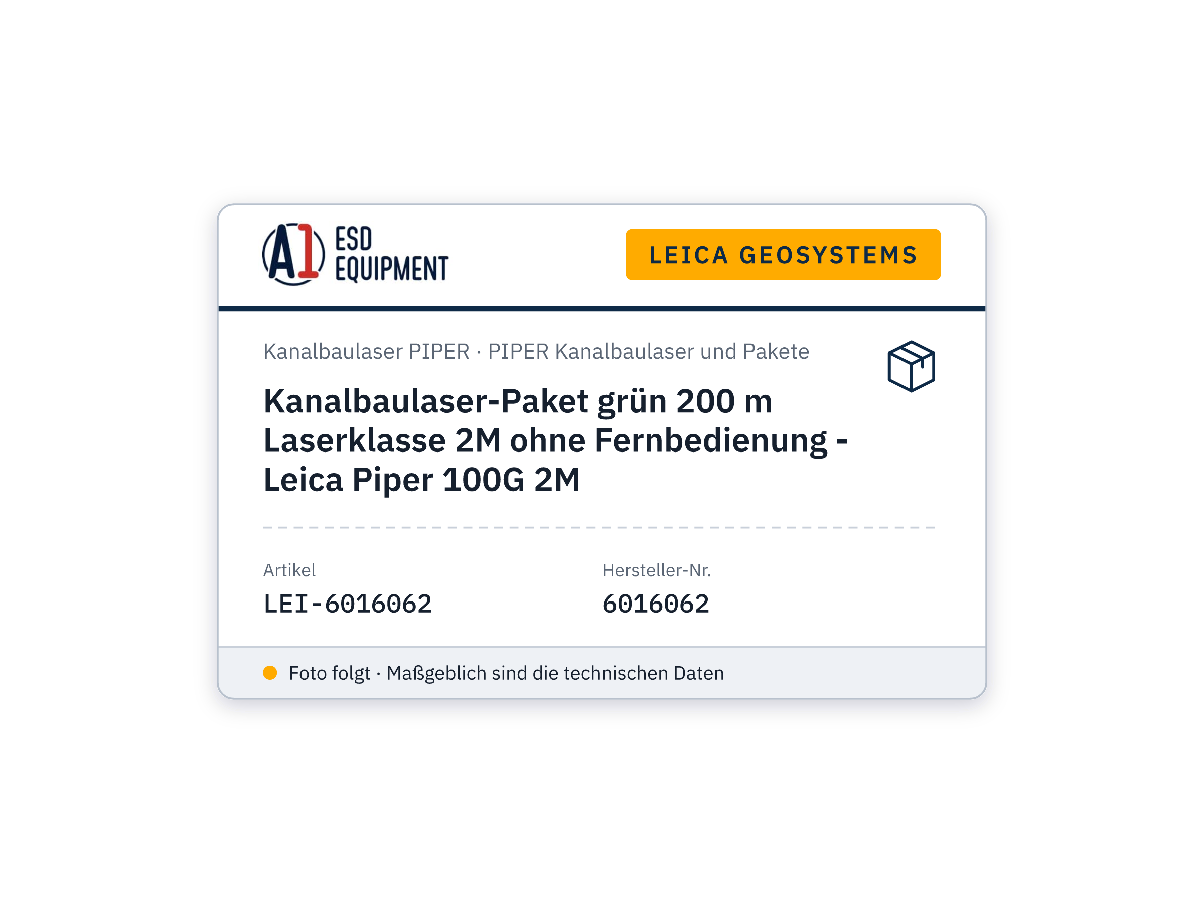 Kanalbaulaser-Paket grün 200 m Laserklasse 2M ohne Fernbedienung - Leica Piper 100G 2M
