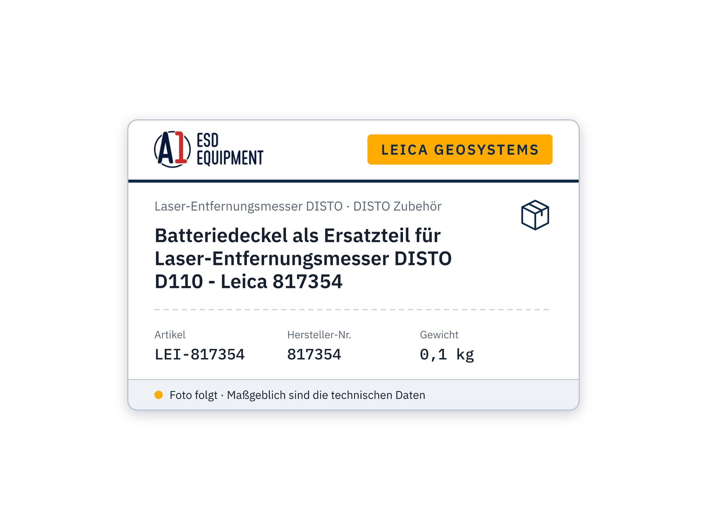 Batteriedeckel als Ersatzteil für Laser-Entfernungsmesser DISTO D110 - Leica 817354