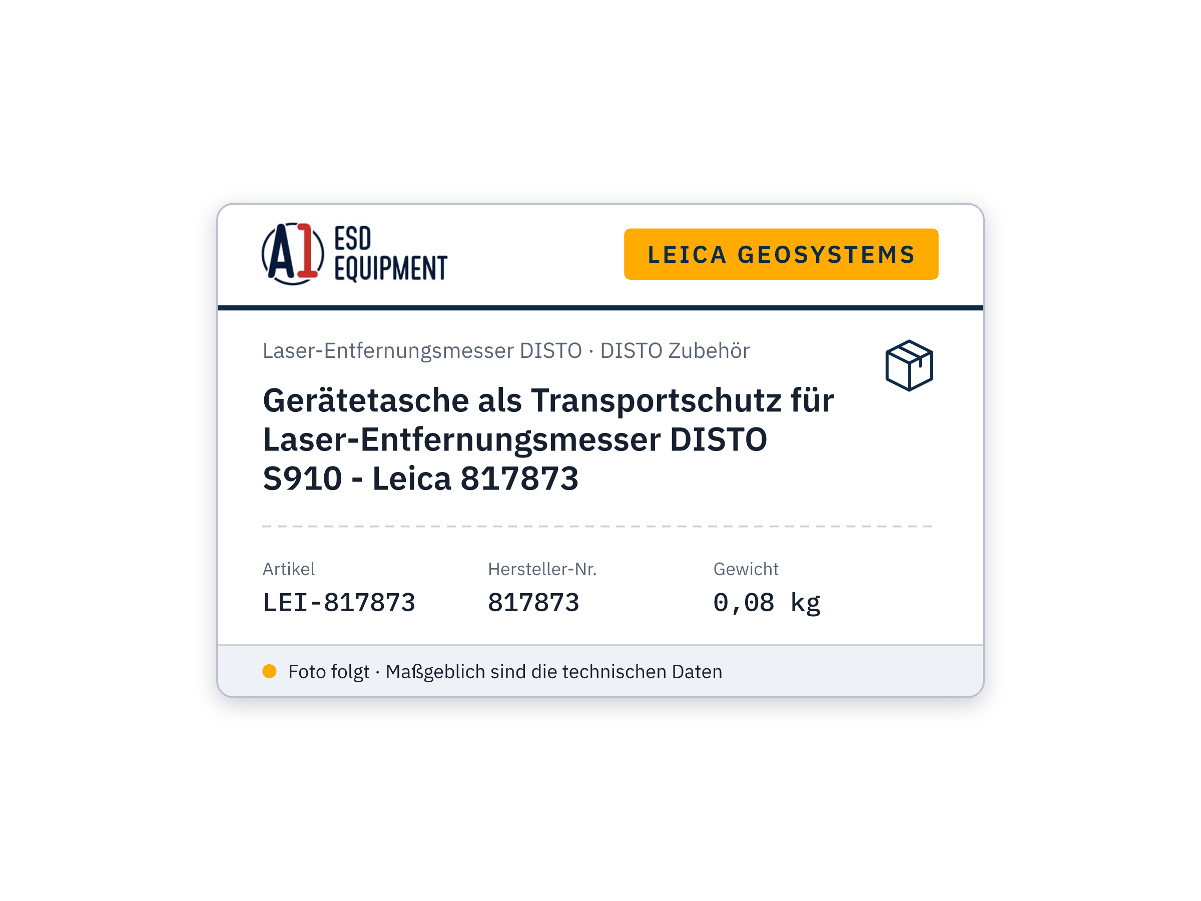 Gerätetasche als Transportschutz für Laser-Entfernungsmesser DISTO S910 - Leica 817873