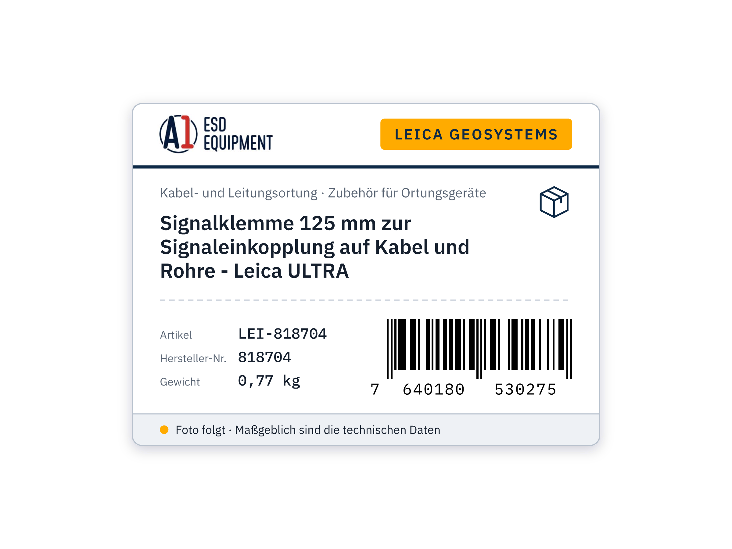 Signalklemme 125 mm zur Signaleinkopplung auf Kabel und Rohre - Leica ULTRA