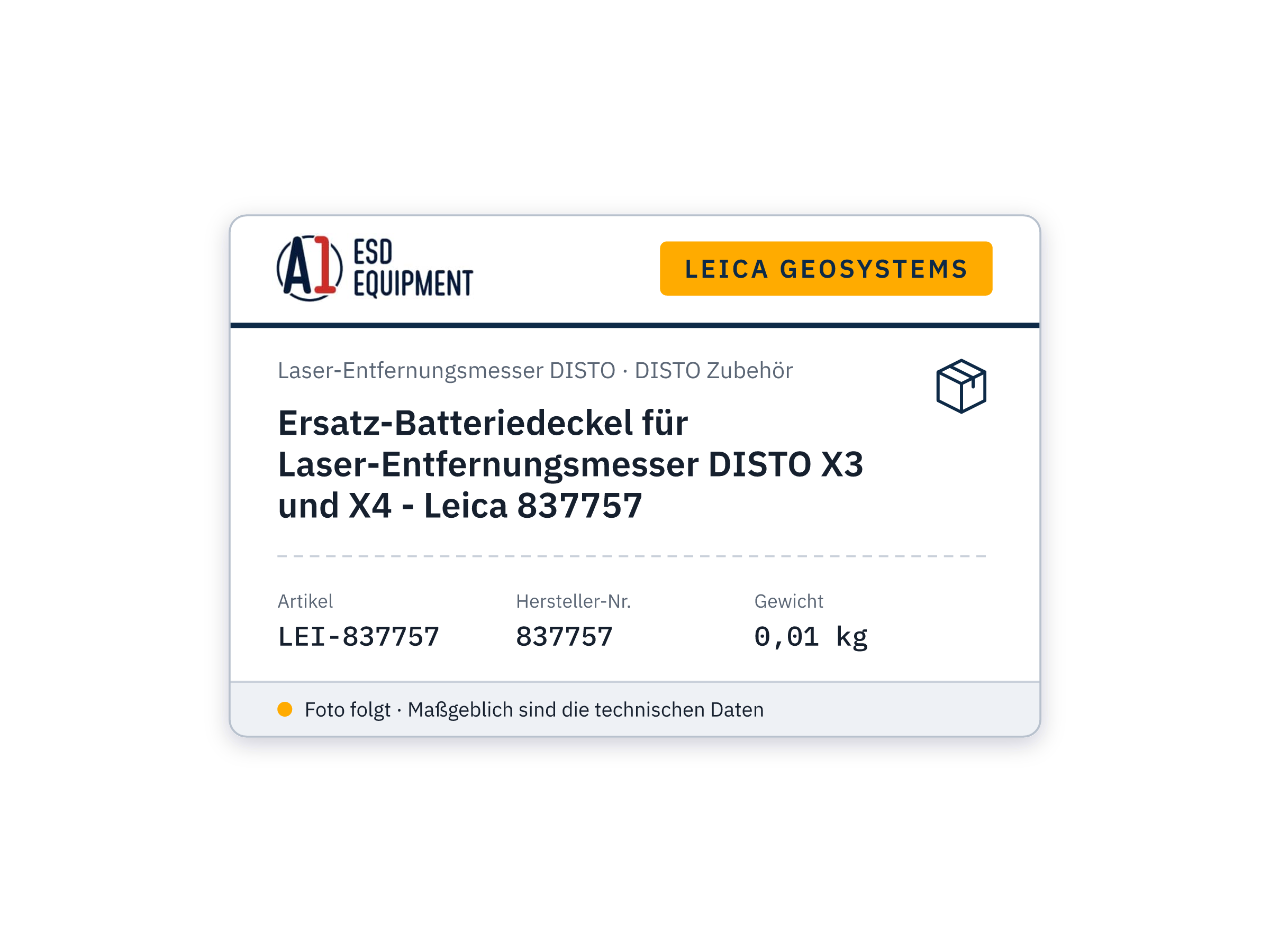 Ersatz-Batteriedeckel für Laser-Entfernungsmesser DISTO X3 und X4 - Leica 837757