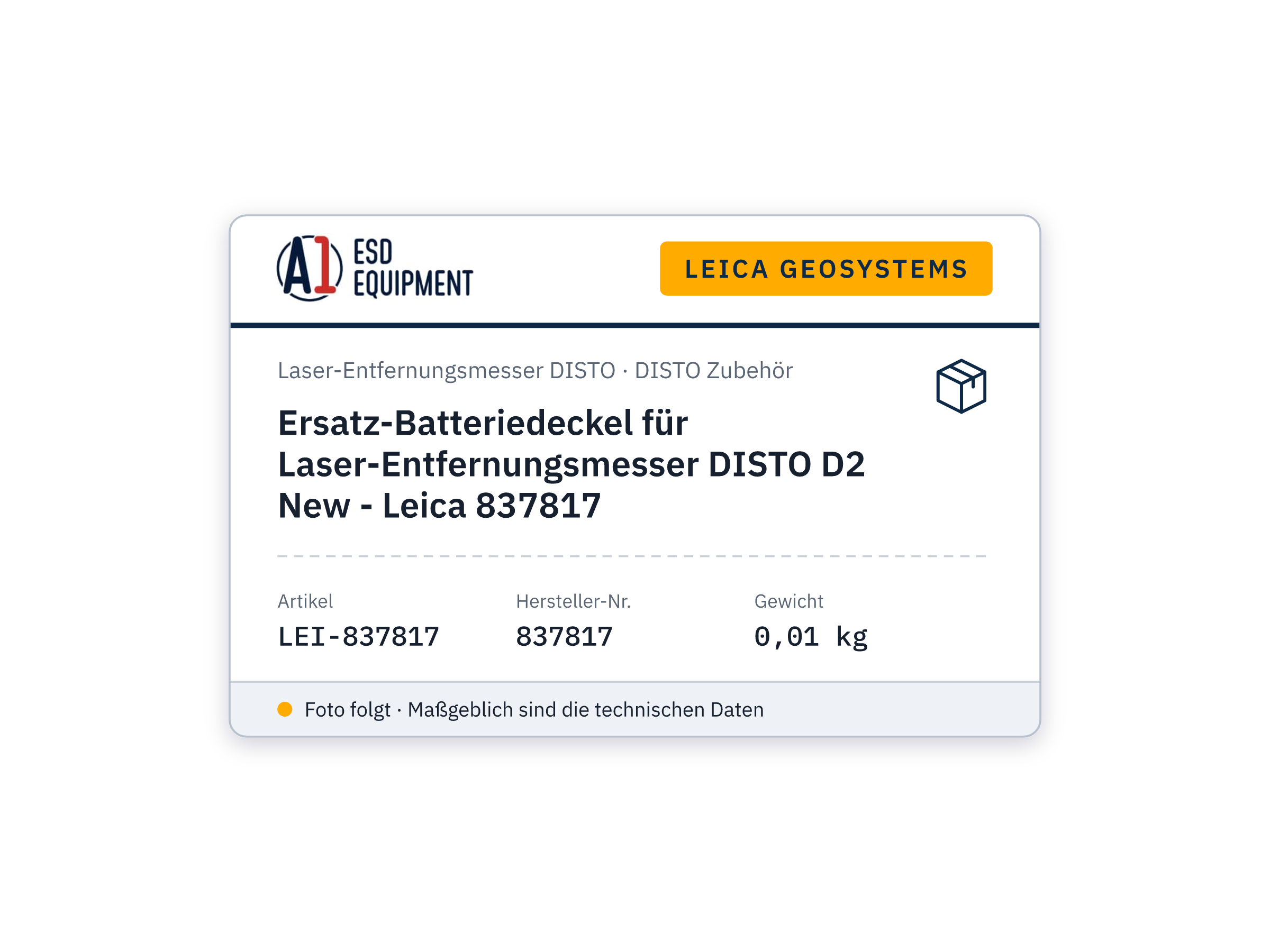 Ersatz-Batteriedeckel für Laser-Entfernungsmesser DISTO D2 New - Leica 837817