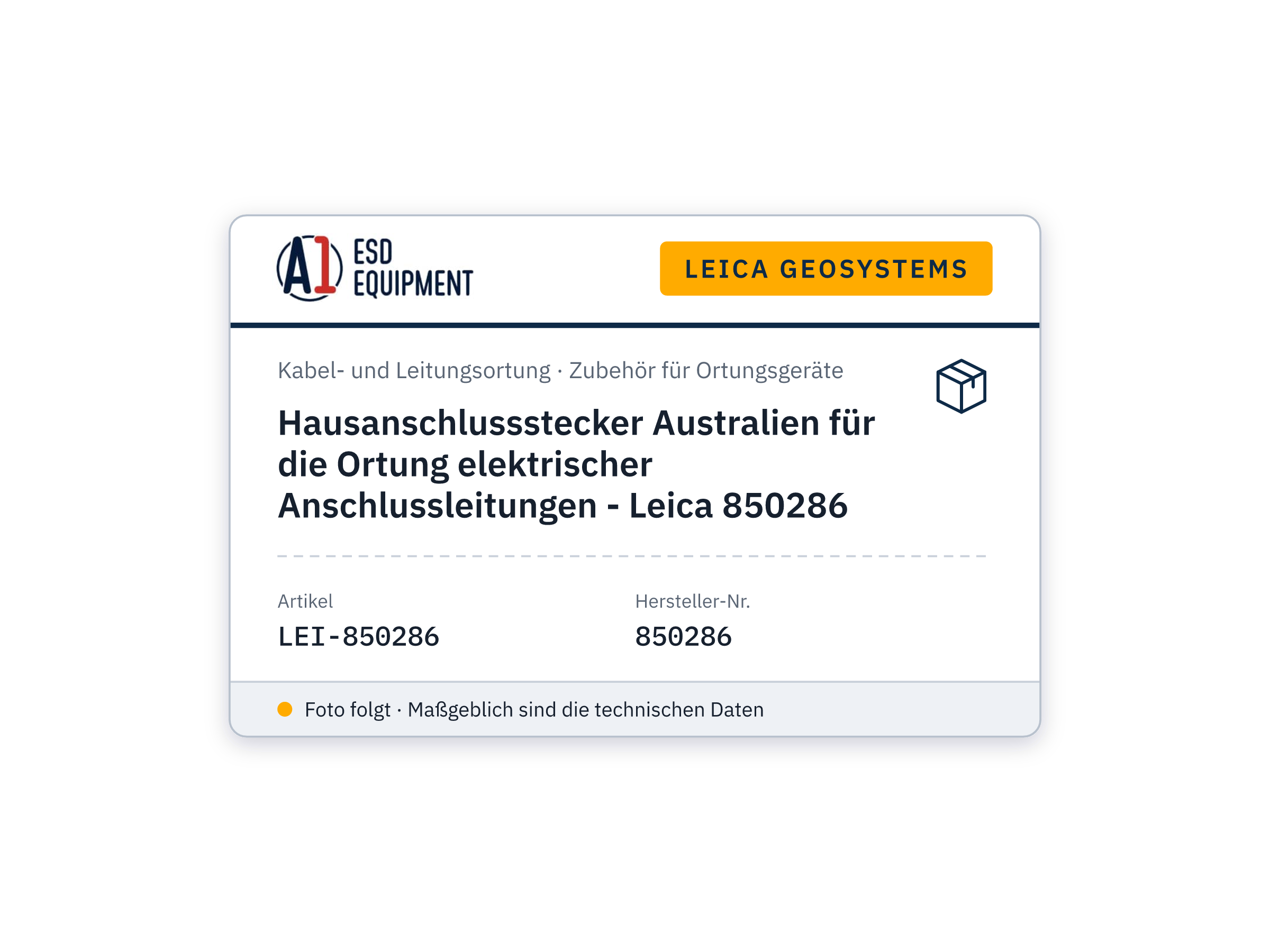 Hausanschlussstecker Australien für die Ortung elektrischer Anschlussleitungen - Leica 850286