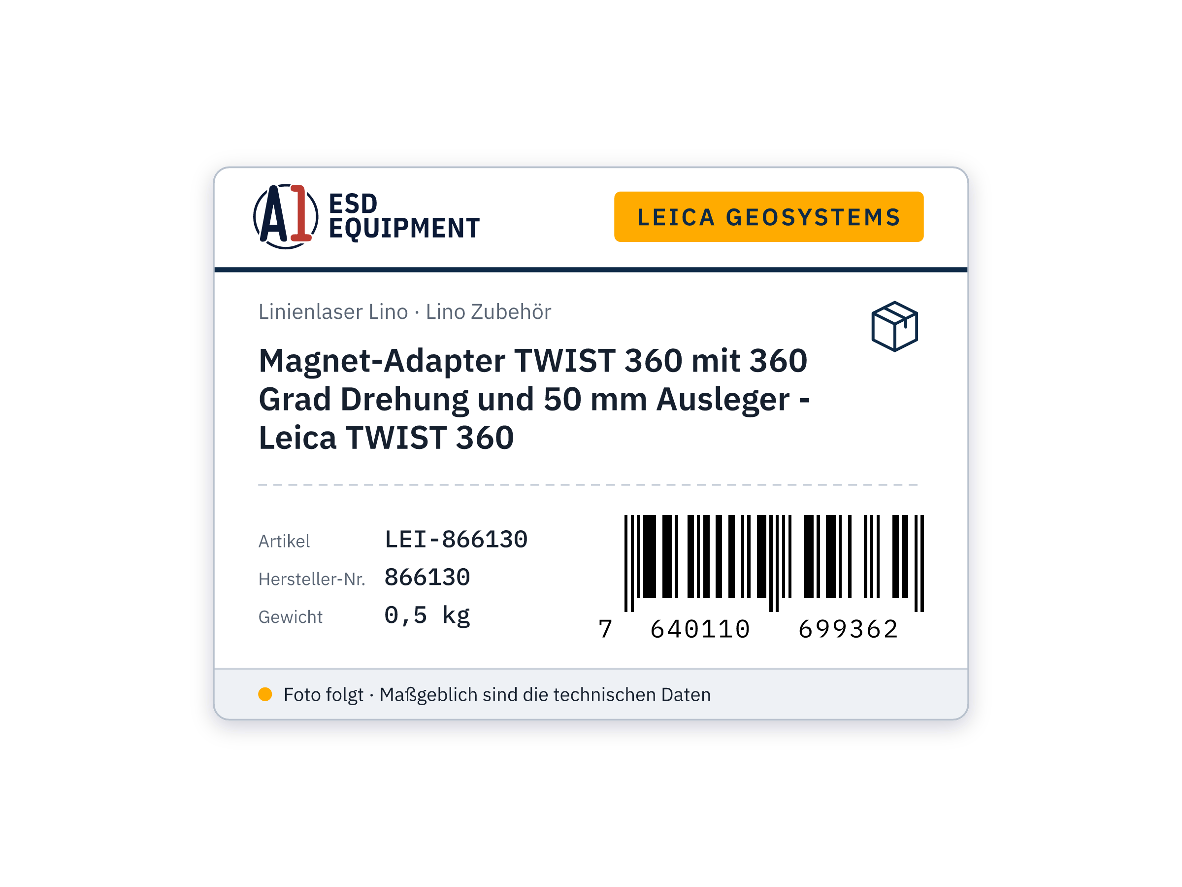 Magnet-Adapter TWIST 360 mit 360 Grad Drehung und 50 mm Ausleger - Leica TWIST 360