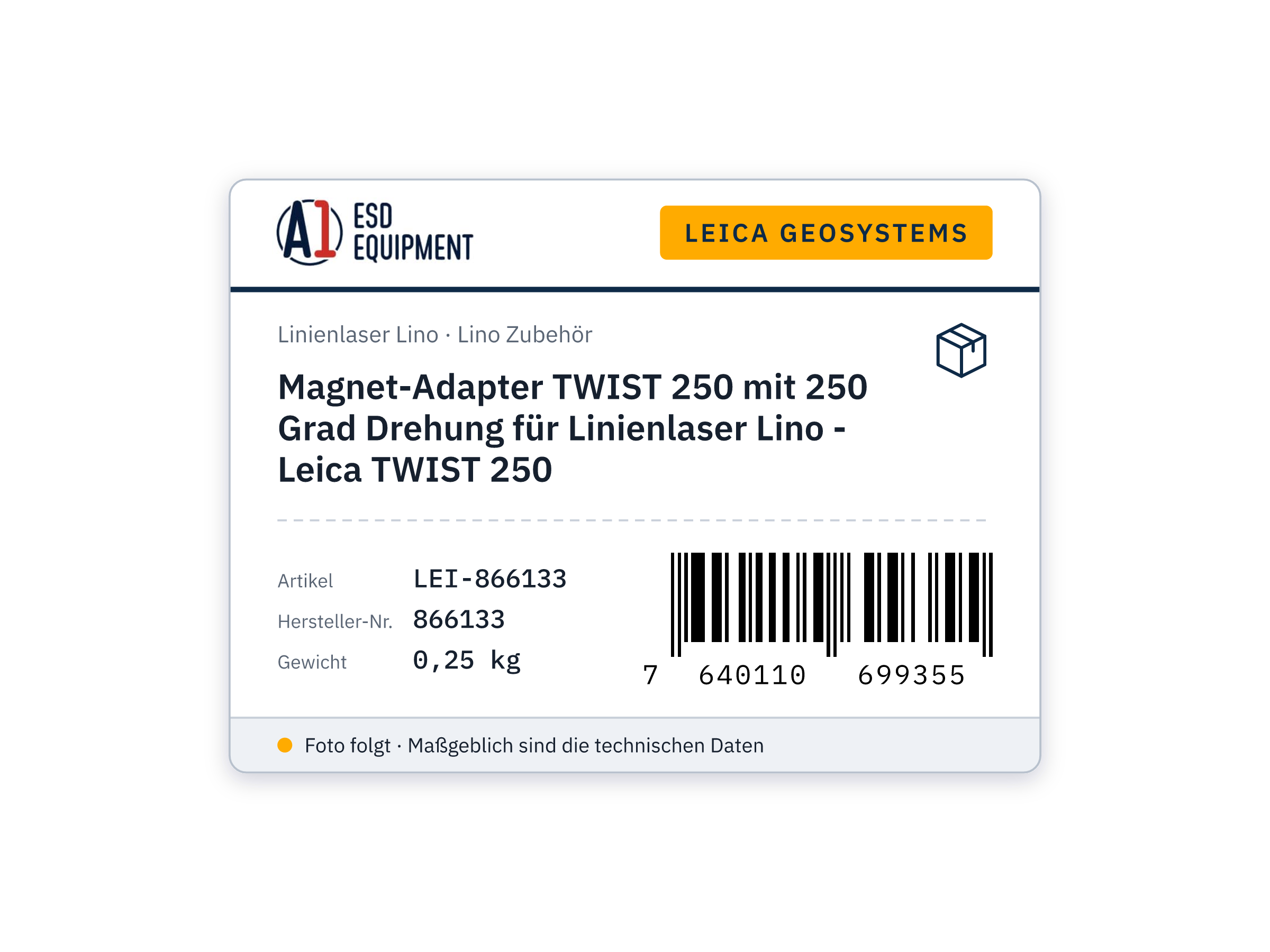 TWIST 250 magnetic adapter with 250 degree rotation for Lino line lasers - Leica TWIST 250