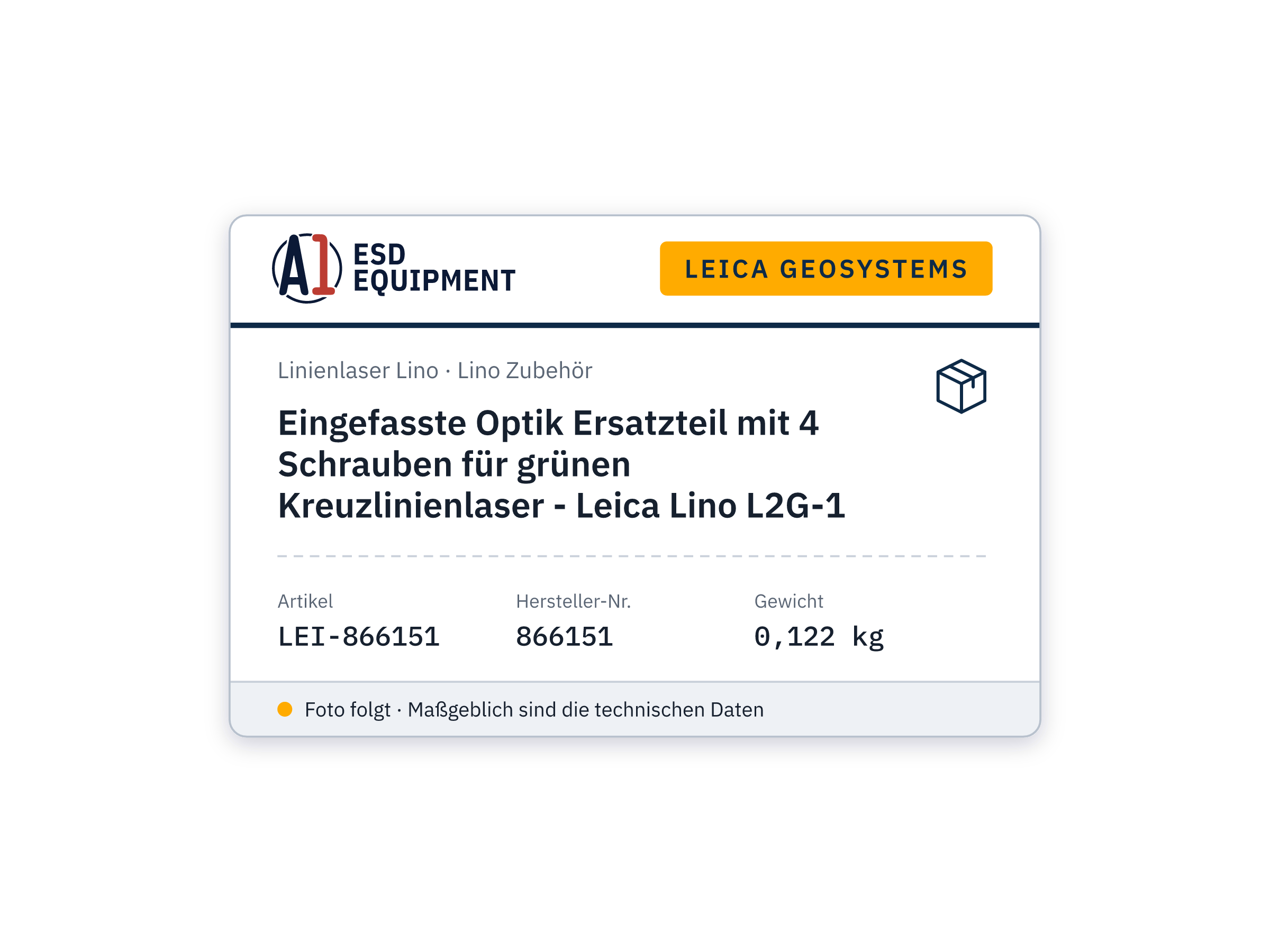 Optique encadrée pièce de rechange avec 4 vis pour laser à lignes croisées vert - Leica Lino L2G-1