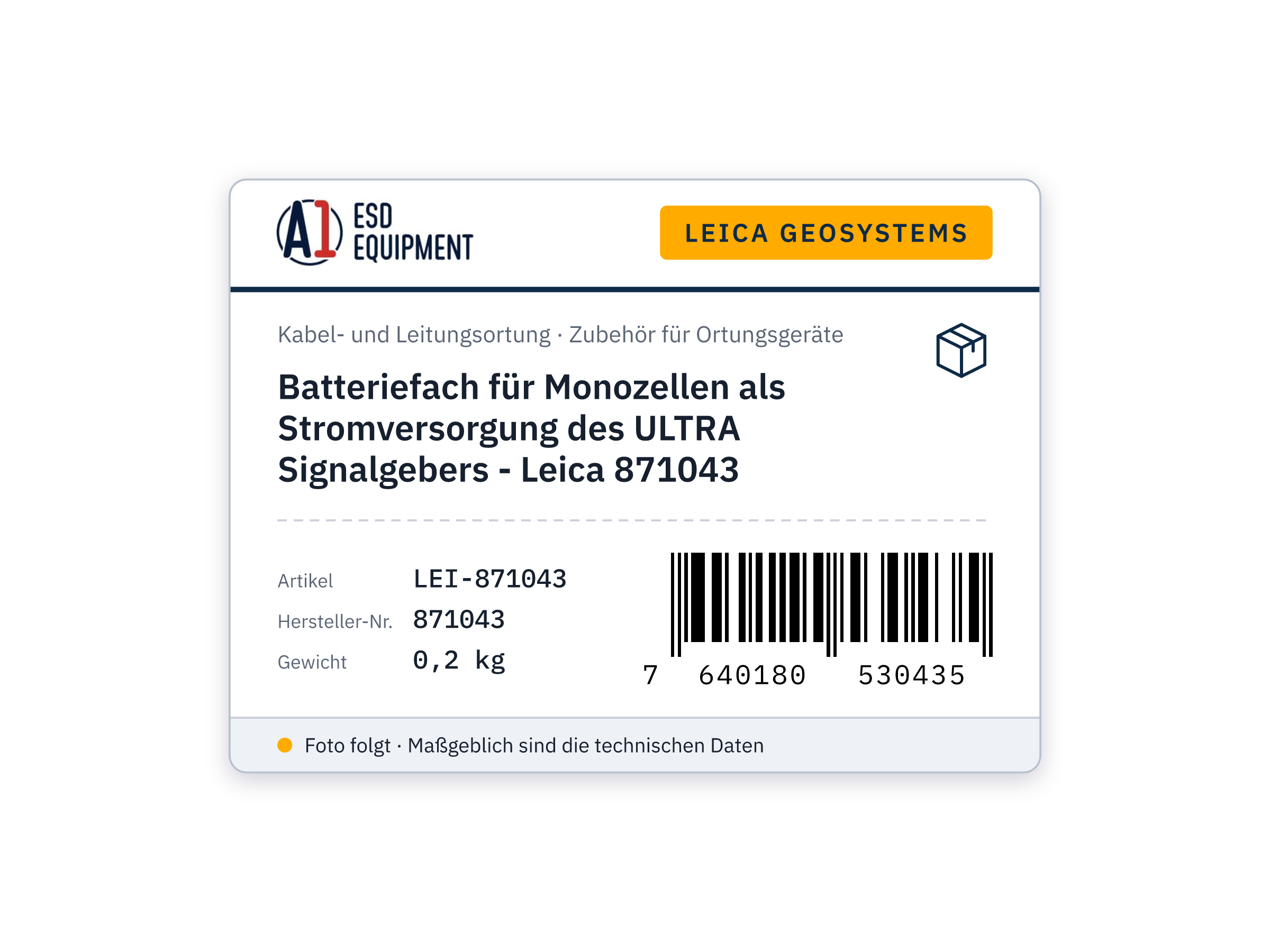 Batteriefach für Monozellen als Stromversorgung des ULTRA Signalgebers - Leica 871043