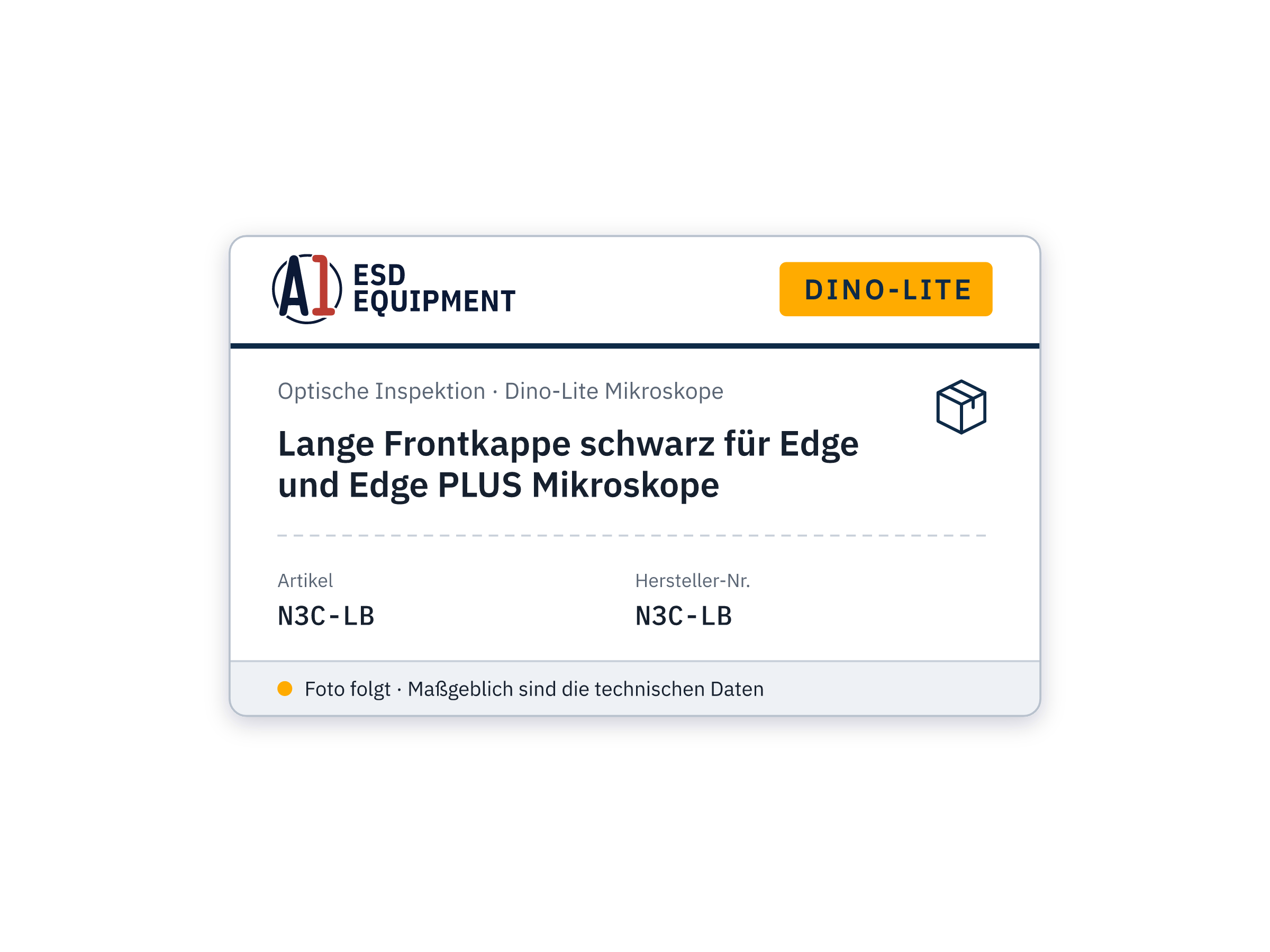 Lange Frontkappe schwarz für Edge und Edge PLUS Mikroskope - Dino-Lite N3C-LB